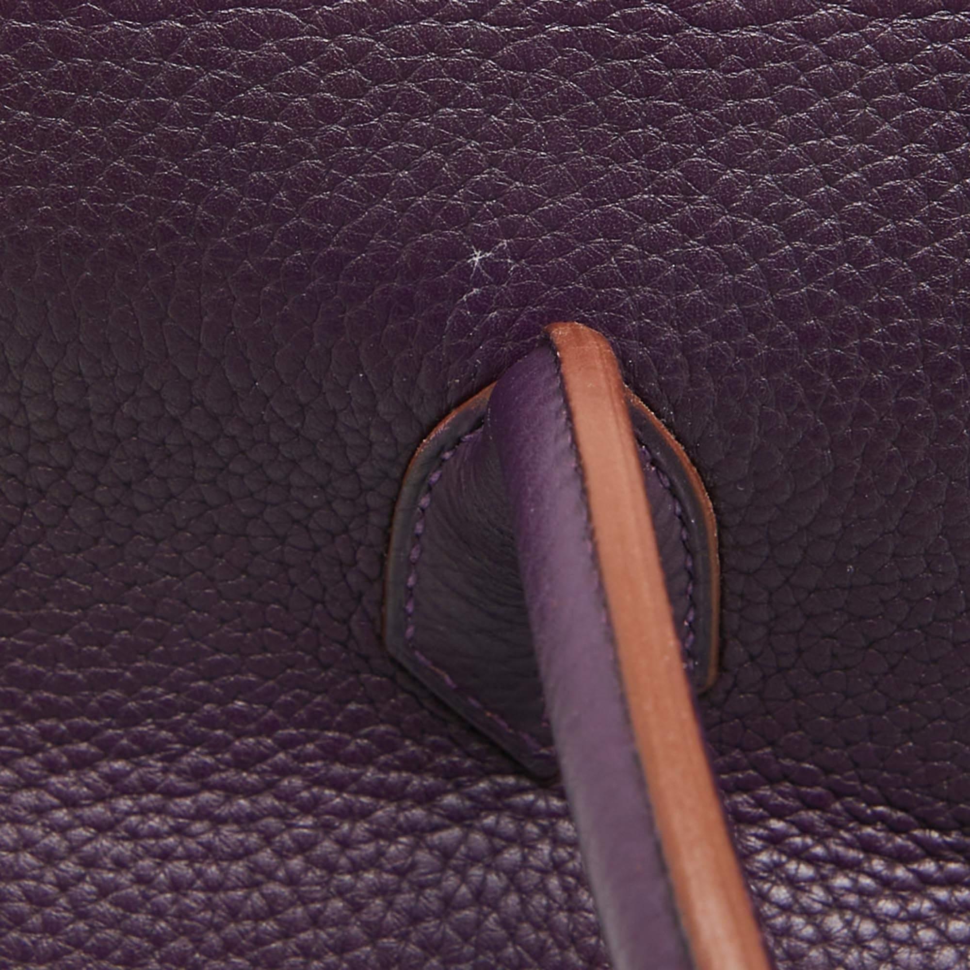 Hermes Raisin Taurillon Clemence Leather Palladium Finish Birkin 35 Bag For Sale 11