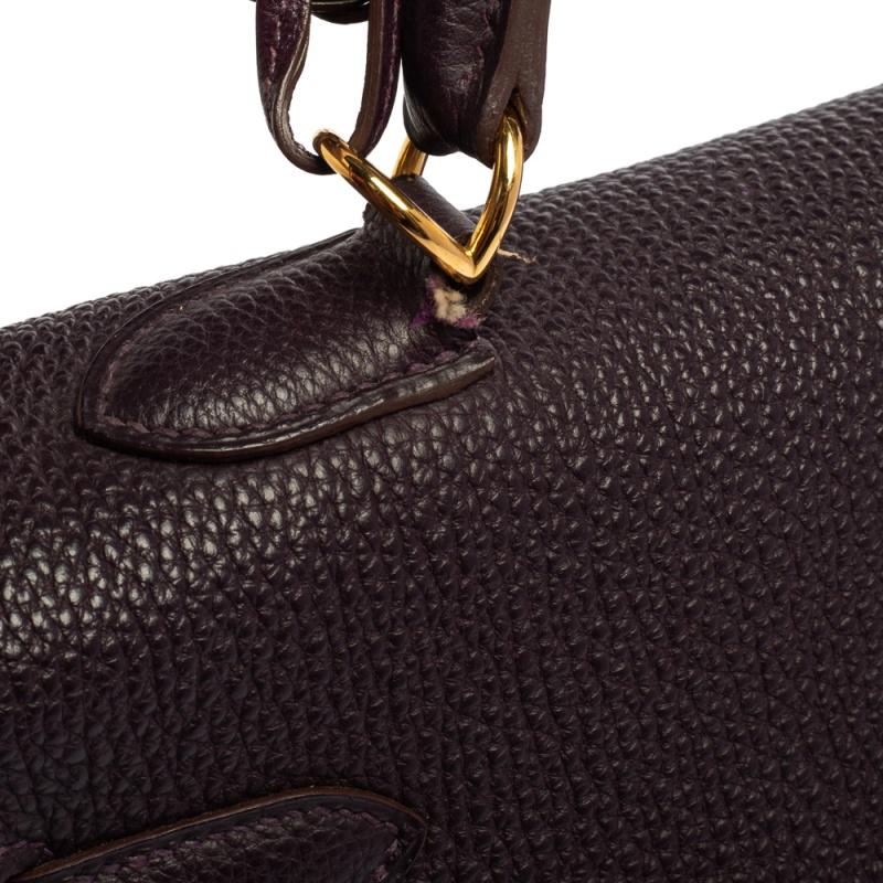 Hermes Raisin Togo Leather Gold Hardware Kelly Retourne 35 Bag 6