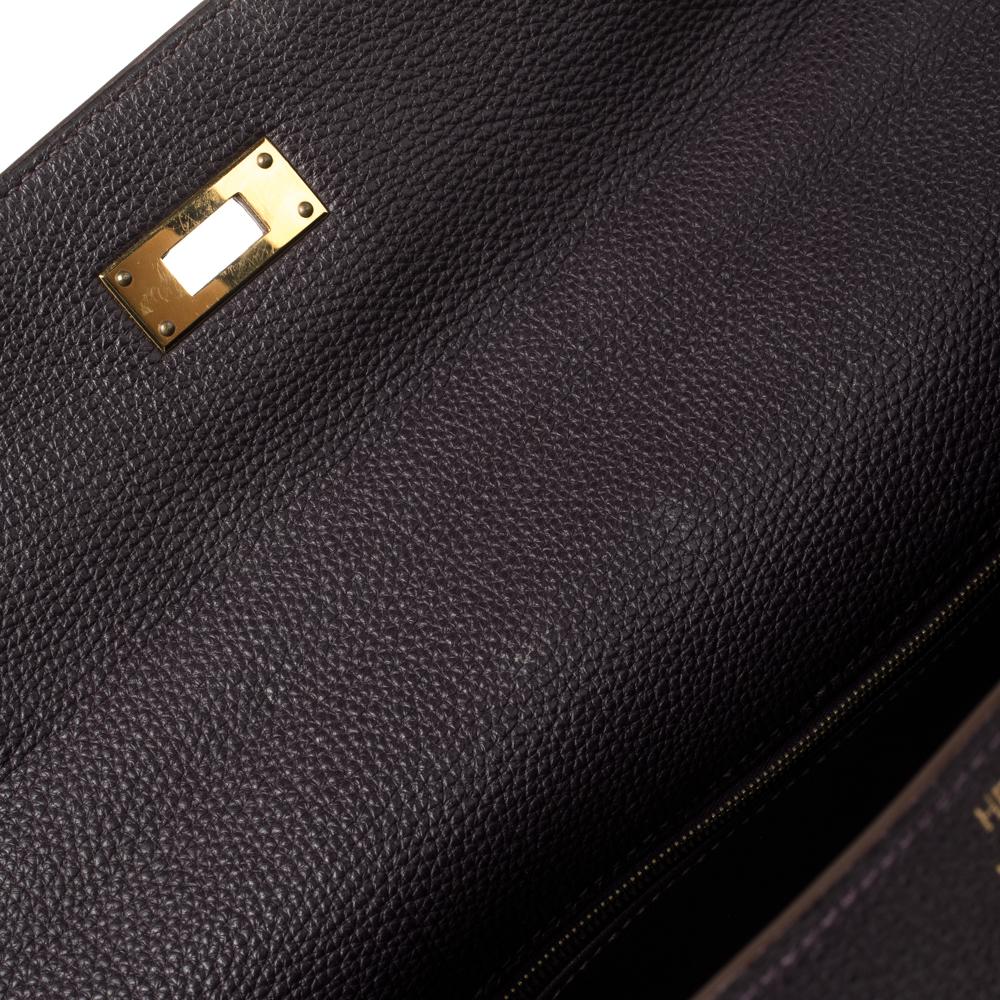 Hermes Raisin Togo Leather Gold Hardware Kelly Retourne 35 Bag 7
