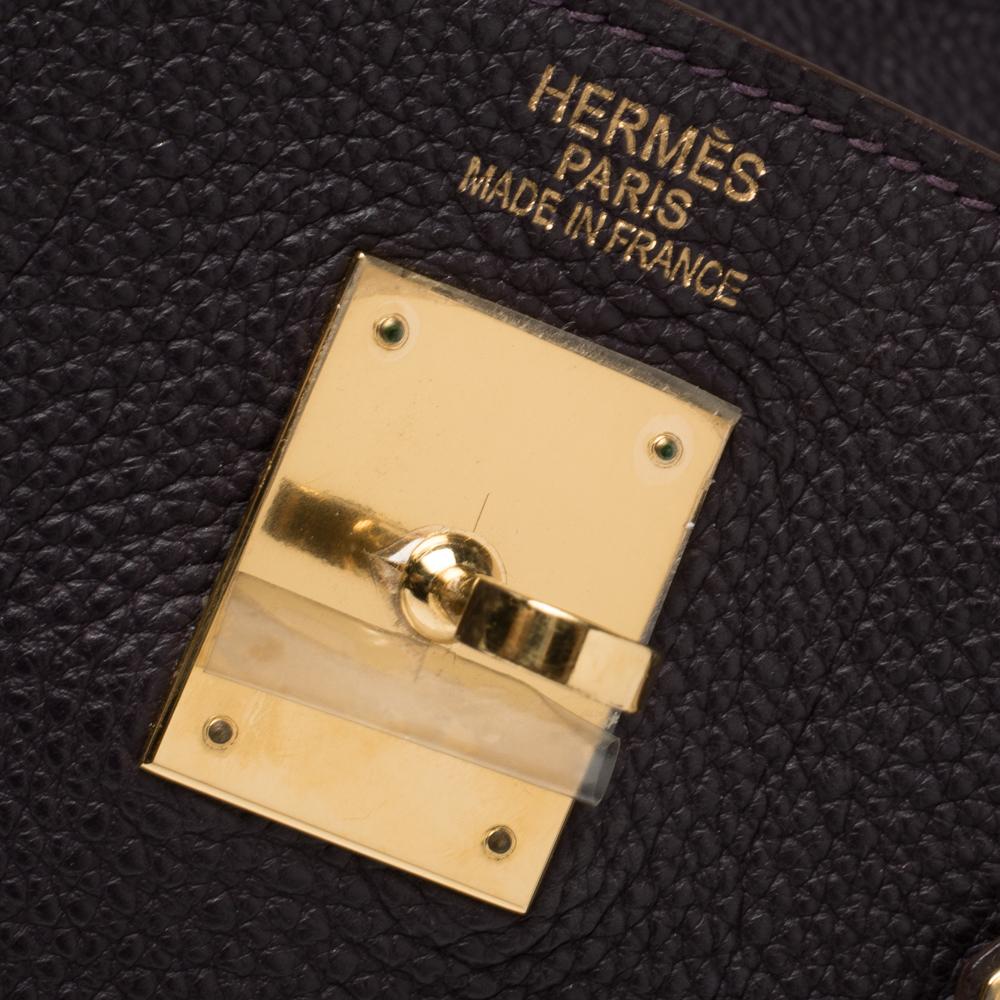 Hermes Raisin Togo Leather Gold Hardware Kelly Retourne 35 Bag 9