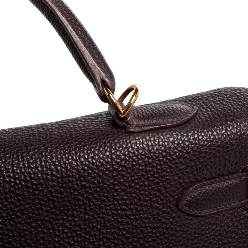 Hermes Raisin Togo Leather Gold Hardware Kelly Retourne 35 Bag 11