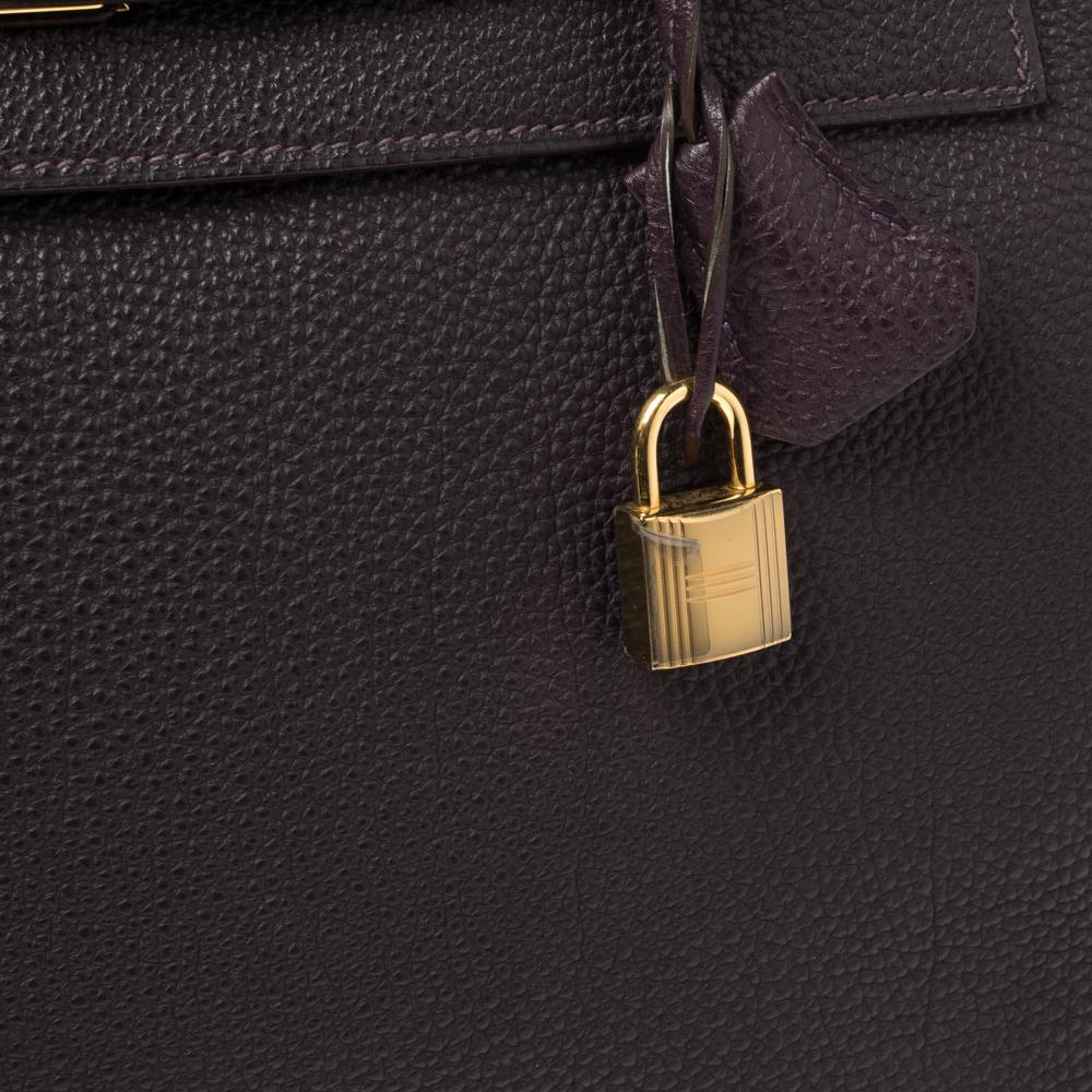 Hermes Raisin Togo Leather Gold Hardware Kelly Retourne 35 Bag 2