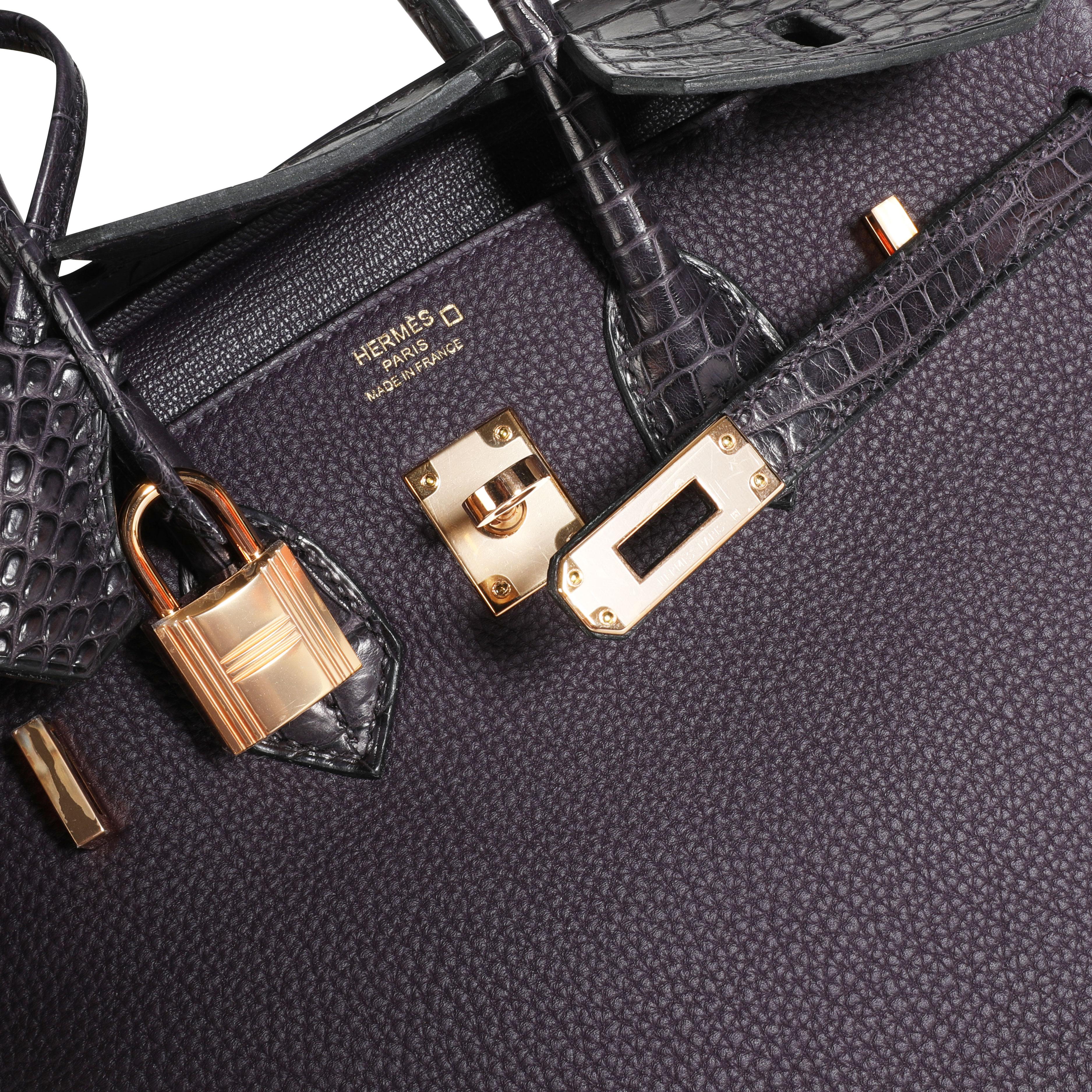 Hermès Raisin Togo & Prunoir Matte Alligator Touch Birkin 25 RGHW
SKU: 110836

Handbag Condition: Mint
Condition Comments: Mint Condition. Plastic on hardware. No visible signs of wear. Final sale. Please note: this item can not be shipped to all