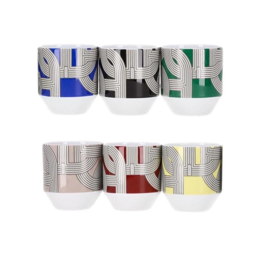 Rare Item - Hermes Rallye 24 Set of 6 Limoge Porcelain Tumblers

From a sought-after, discontinued collection is this set of six multicoloured tumblers made of Limoges porcelain.

Featuring a design inspired by the iconic 'Chaine d'Ancre' link