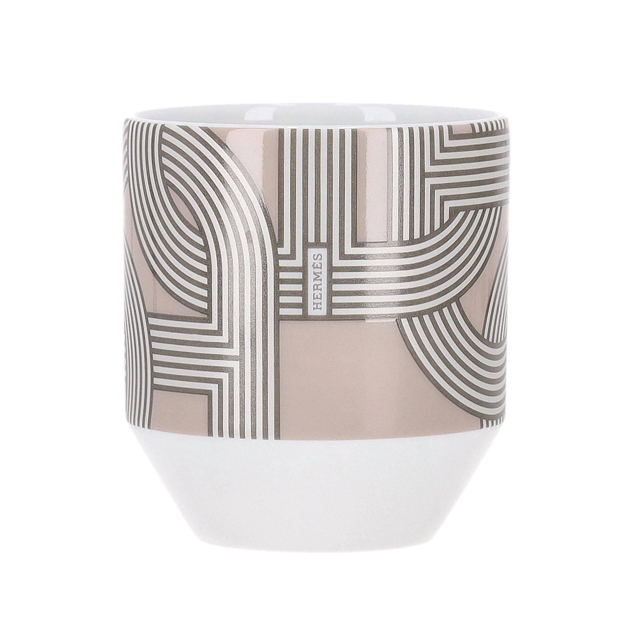 Orange Hermes Rallye 24 Set of 6 Limoge Porcelain Tumblers For Sale