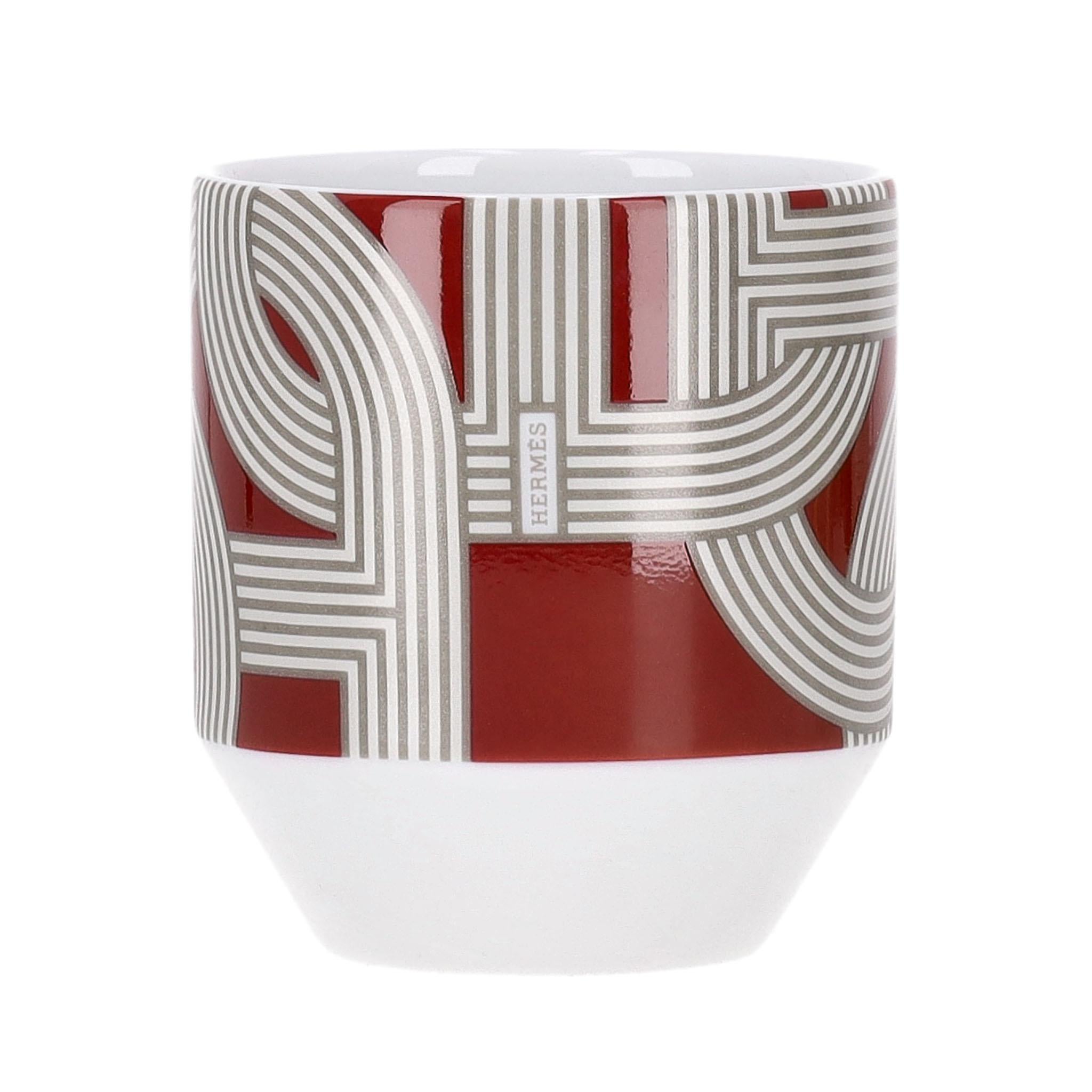 Hermes Rallye 24 Set of 6 Limoge Porcelain Tumblers In Excellent Condition For Sale In London, GB