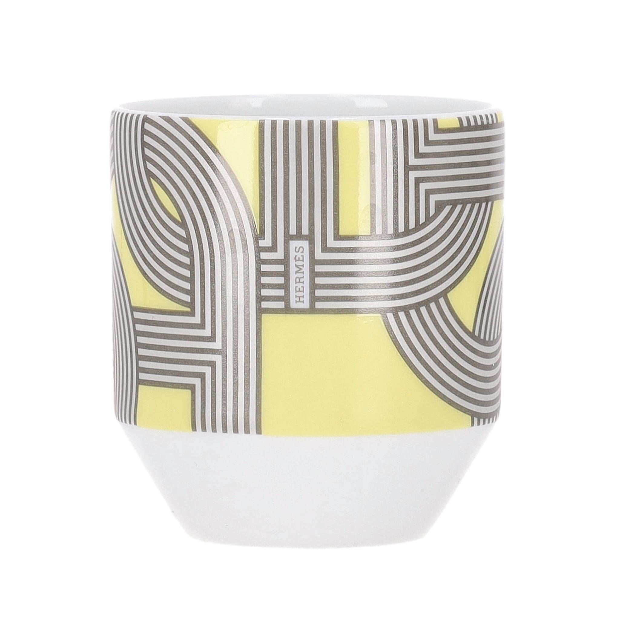 Women's or Men's Hermes Rallye 24 Set of 6 Limoge Porcelain Tumblers For Sale