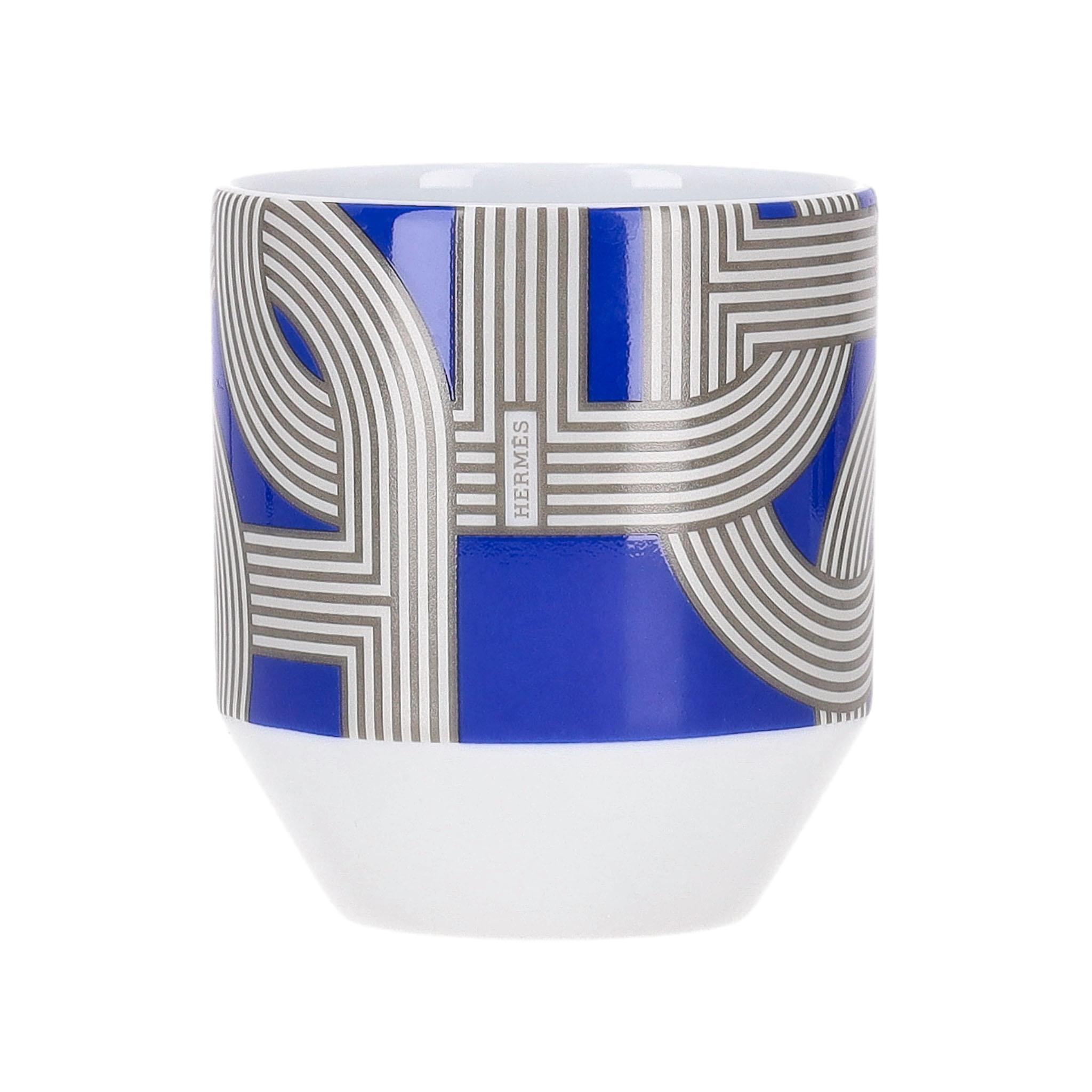 Hermes Rallye 24 Set of 6 Limoge Porcelain Tumblers For Sale 1