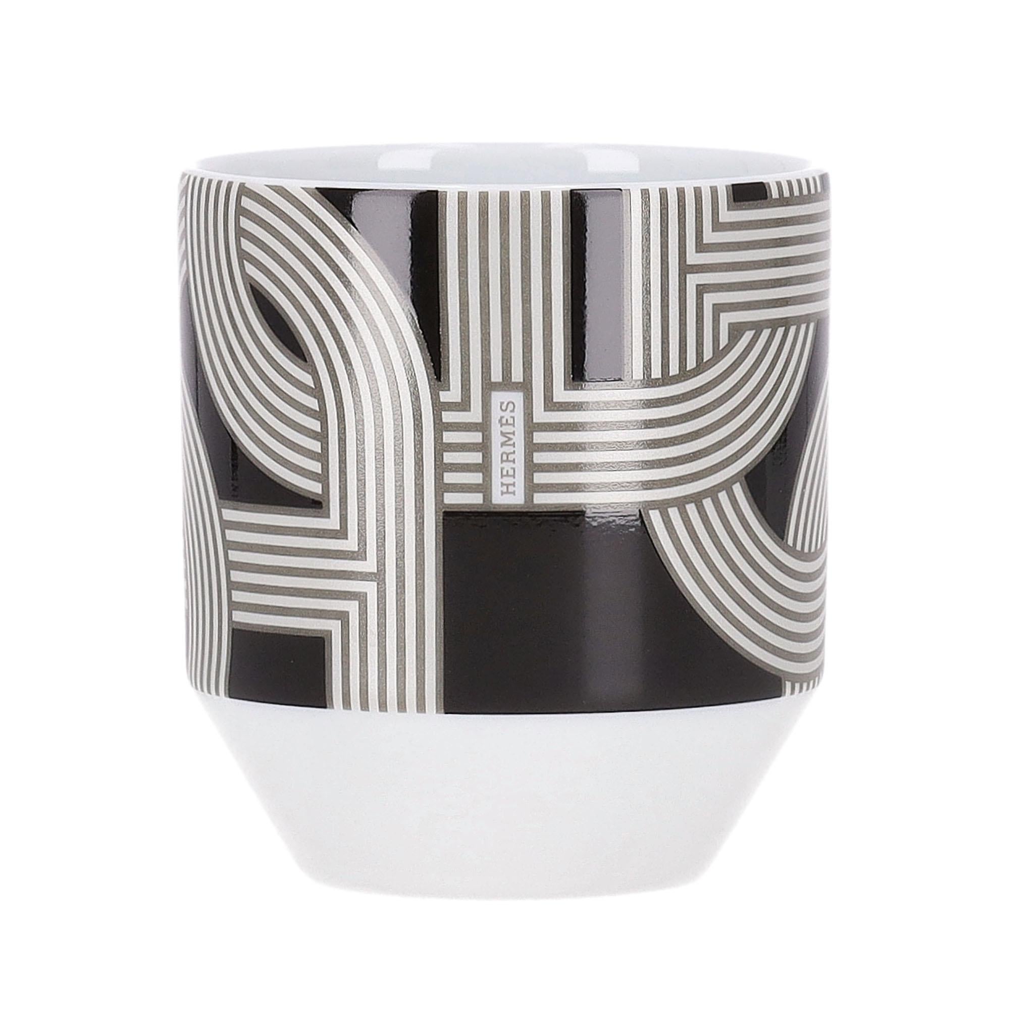 Hermes Rallye 24 Set of 6 Limoge Porcelain Tumblers For Sale 2