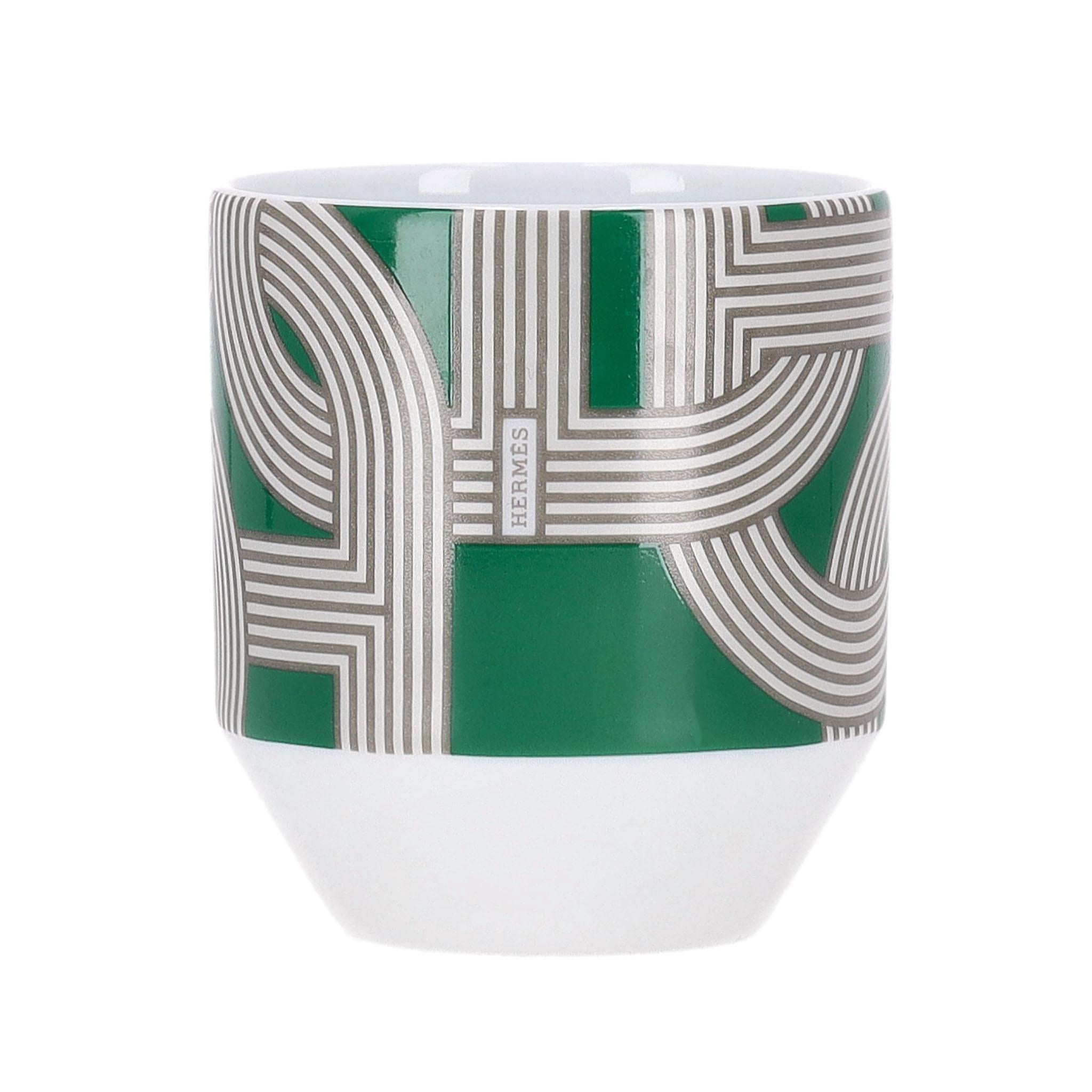 Hermes Rallye 24 Set of 6 Limoge Porcelain Tumblers For Sale 3