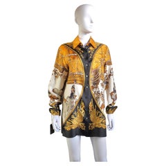 HERMÈS - Rara camicia in pura seta "MARINE ET CAVALERIE" By Philipe Ledoux HERMÈS - Rara camicia in pura seta "MARINE ET CAVALERIE" By Philipe Ledoux