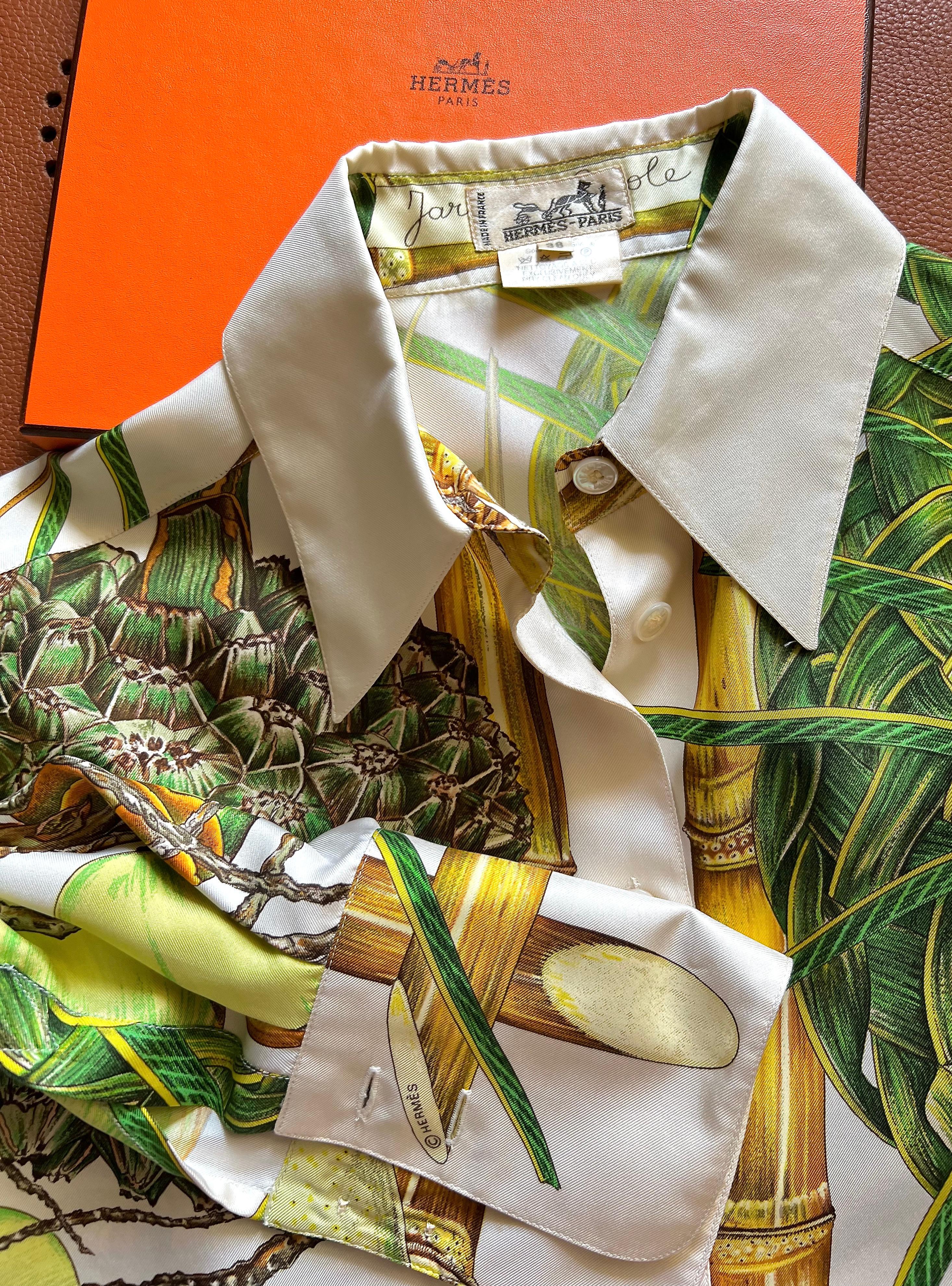 HERMÈS - Rare chemise en soie 'Jardin Créole' par Valérie Dawlat Dumoulin en vente 5