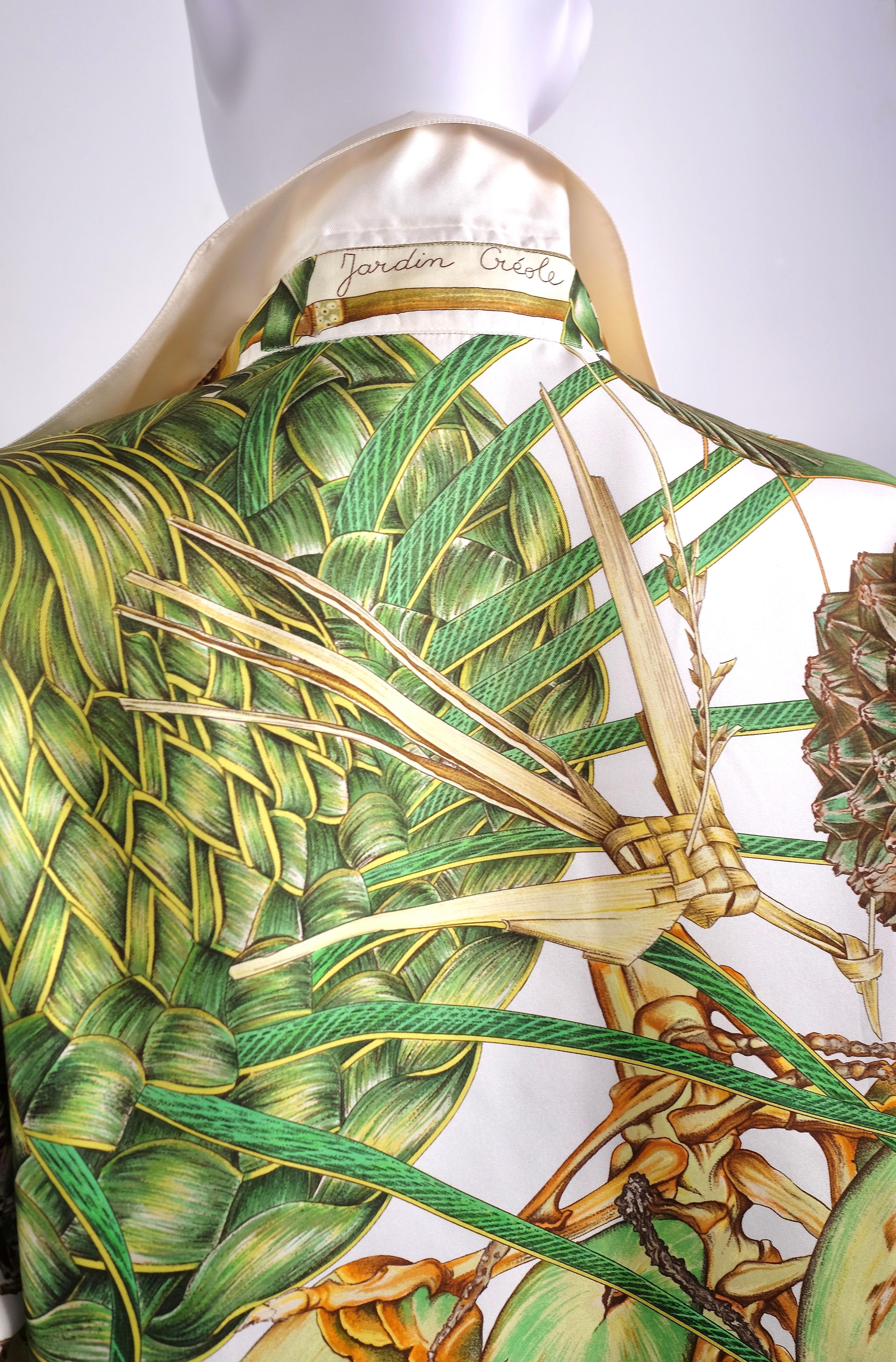 HERMÈS - Rare chemise en soie 'Jardin Créole' par Valérie Dawlat Dumoulin en vente 3