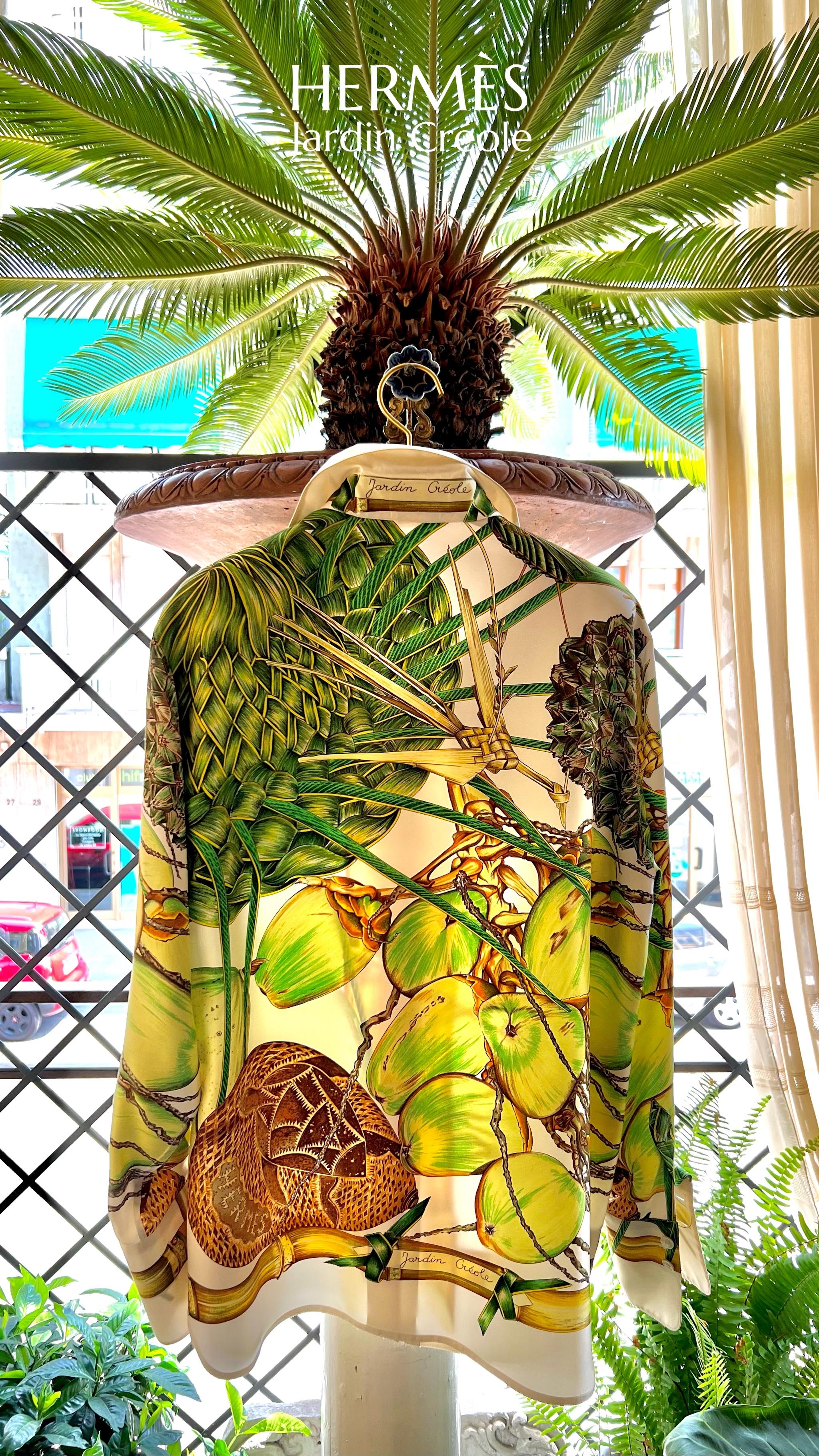 HERMÈS - Rare chemise en soie 'Jardin Créole' par Valérie Dawlat Dumoulin en vente 4