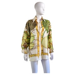HERMÈS - Rare chemise en soie 'Jardin Créole' par Valérie Dawlat Dumoulin
