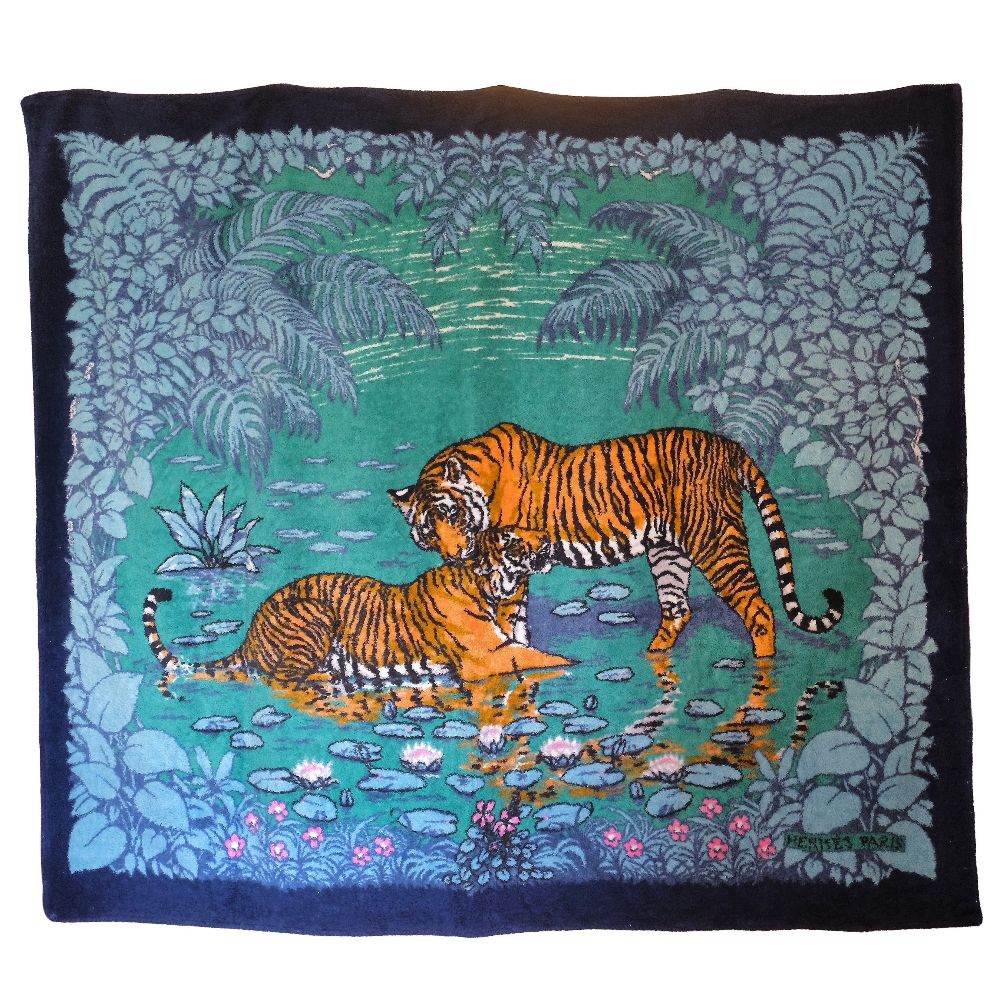 HERMÈS - Vintage Beach Towel by Robert Dallet, Animal Print, 142x172 cm