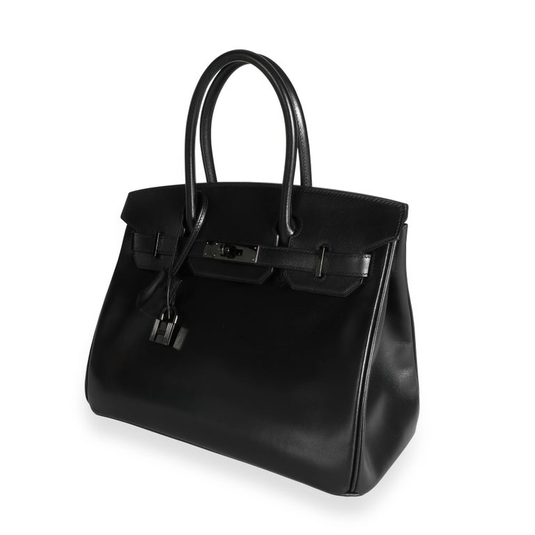 Hermès Rare Black Box Calf So Black Birkin 30 PVD For Sale at 1stDibs