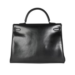 Hermès Rare Black Box Calf So Black Retourne Kelly 35 PVD
