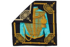 Hermes Rare Black Brandebourg Silk Scarf