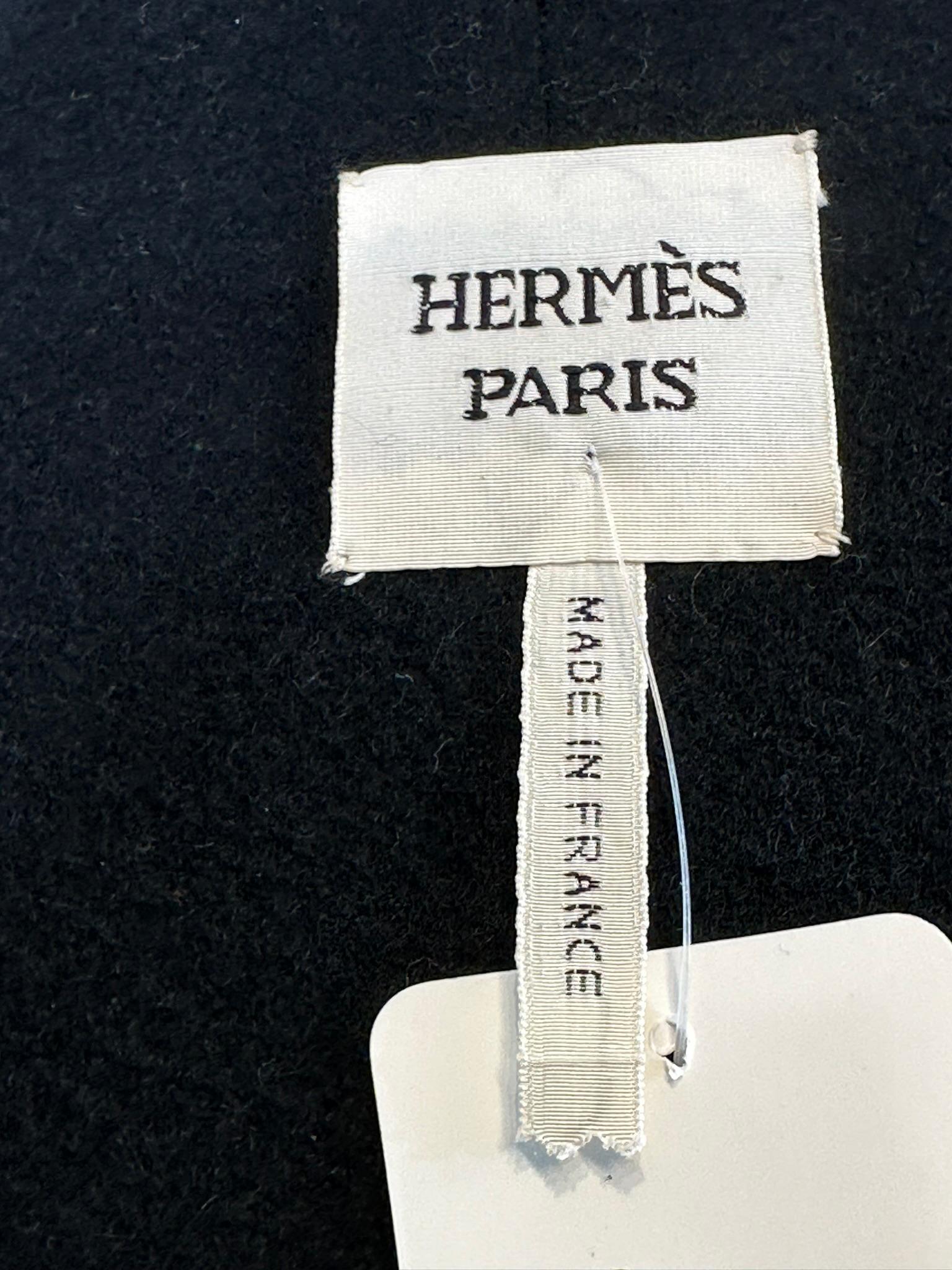 Hermes Rare Black Lambskin Leather Cape Lined in Black Cashmere RHW Hardware 38 11