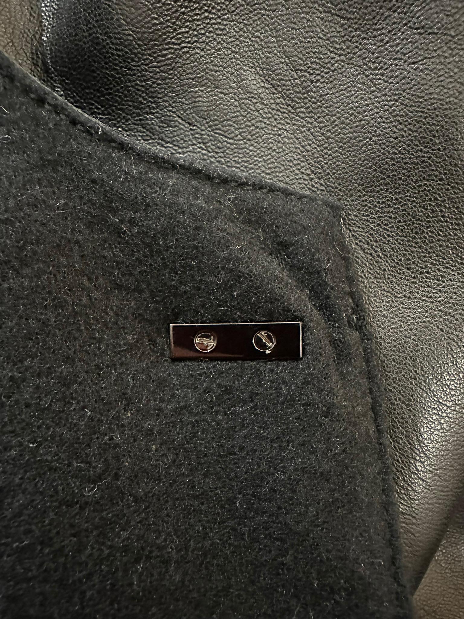 Hermes Rare Black Lambskin Leather Cape Lined in Black Cashmere RHW Hardware 38 13