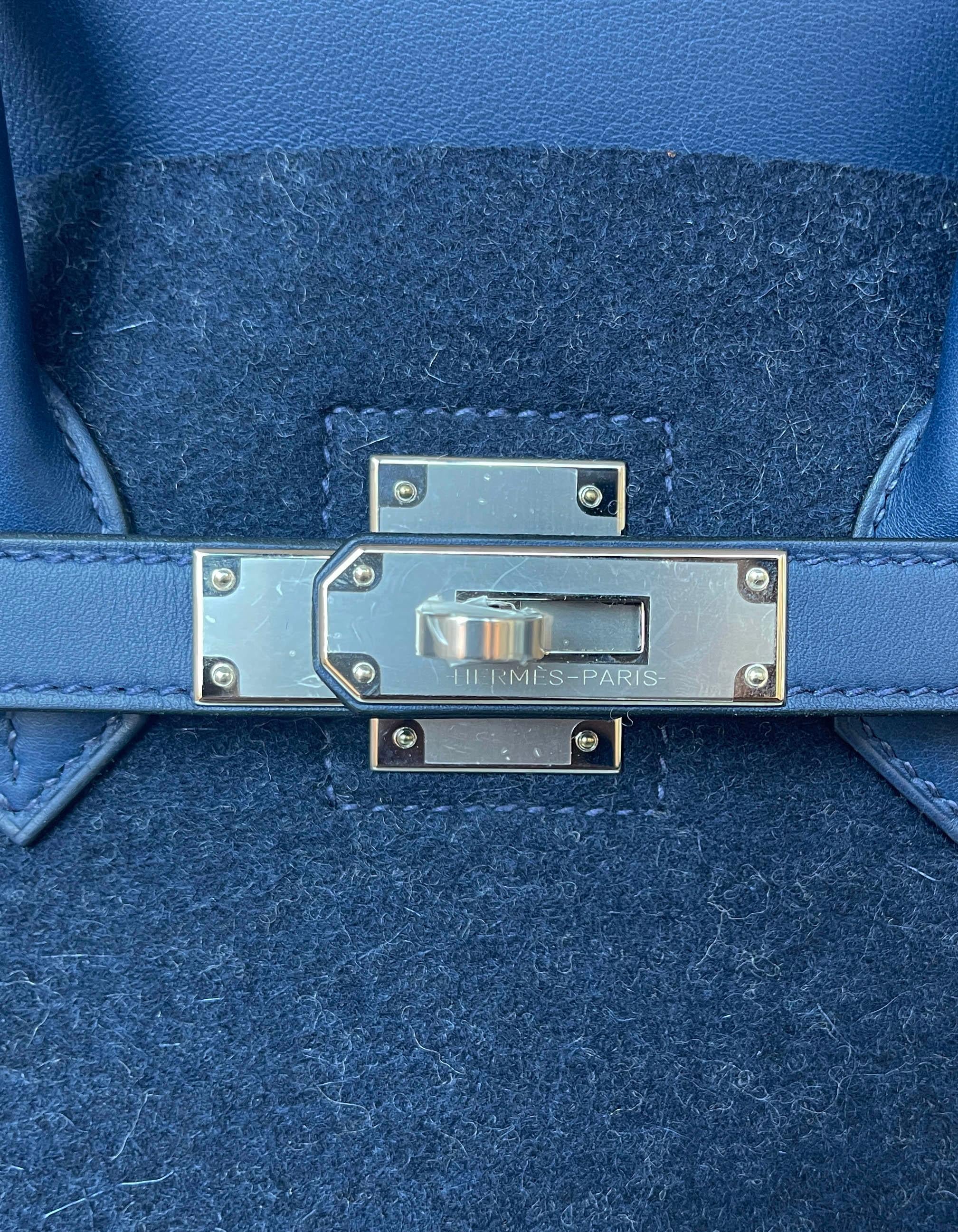 Hermes RARE Bleu Nuit / Blue De Malte Feutre/ Swift 35cm Birkin Bag w/ Box & DB 3