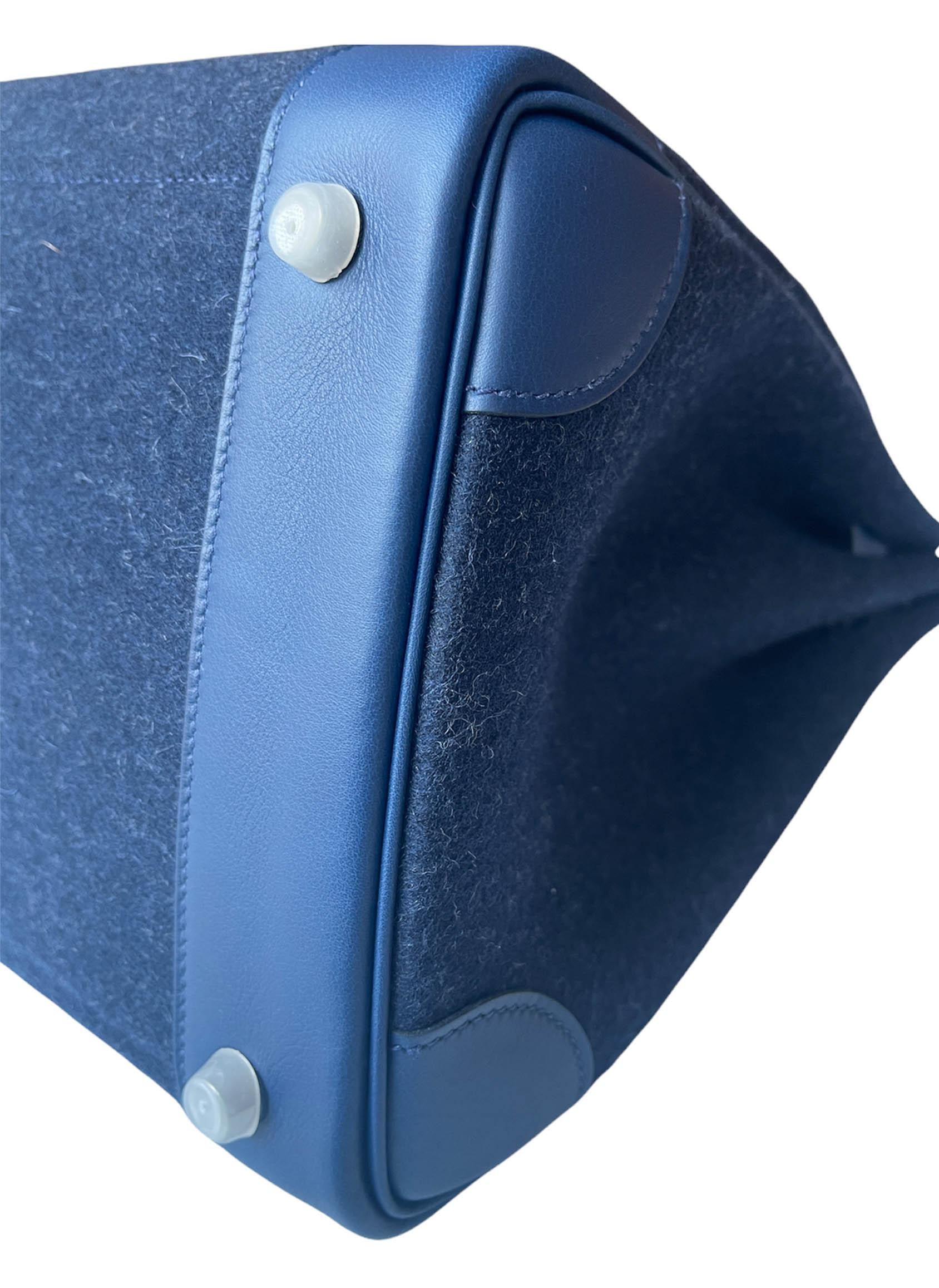 Women's Hermes RARE Bleu Nuit / Blue De Malte Feutre/ Swift 35cm Birkin Bag w/ Box & DB