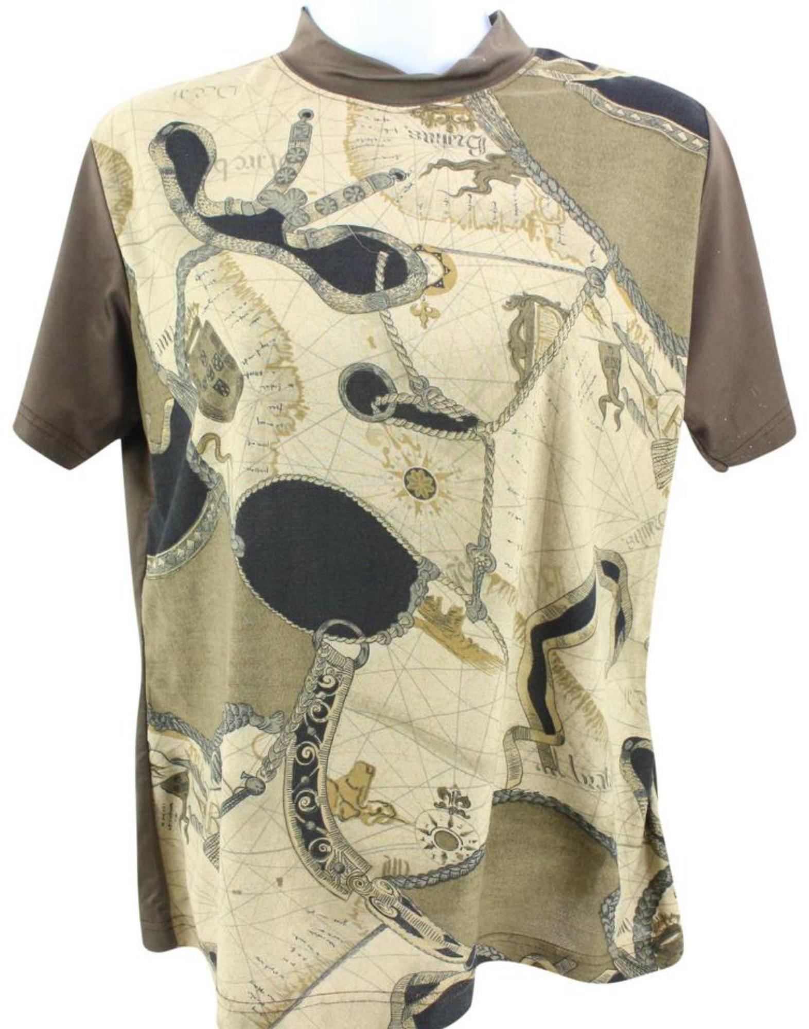 Hermès Rare Brown x Khaki Green Gender Fluid Map T-Shirt Tee Shirt 121h34
Made In: Italy
Measurements: Length:  19.5