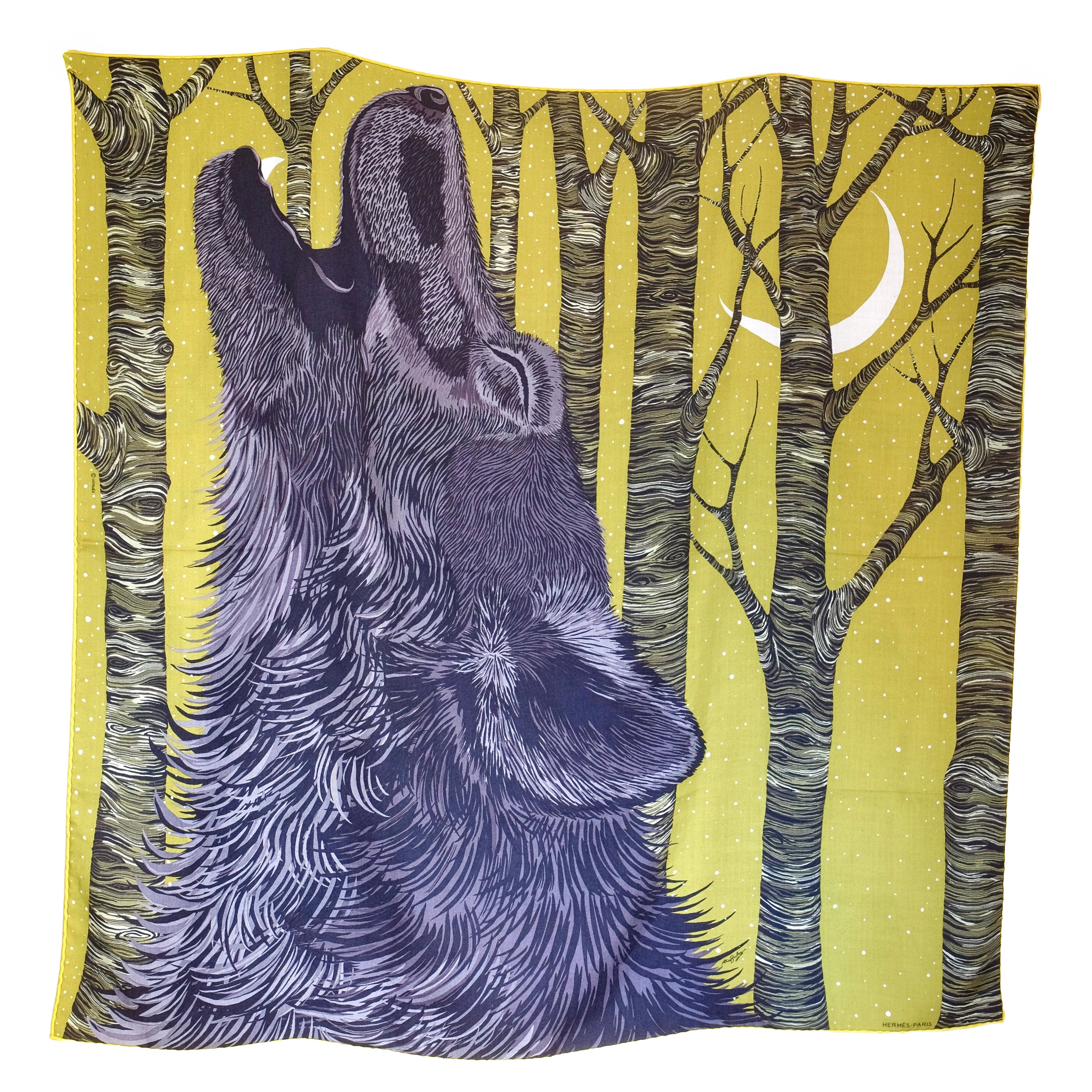 HERMÈS - Rare Cachemire Shawl "AWOOOOO" By Alice Shirley 2018 in vendita