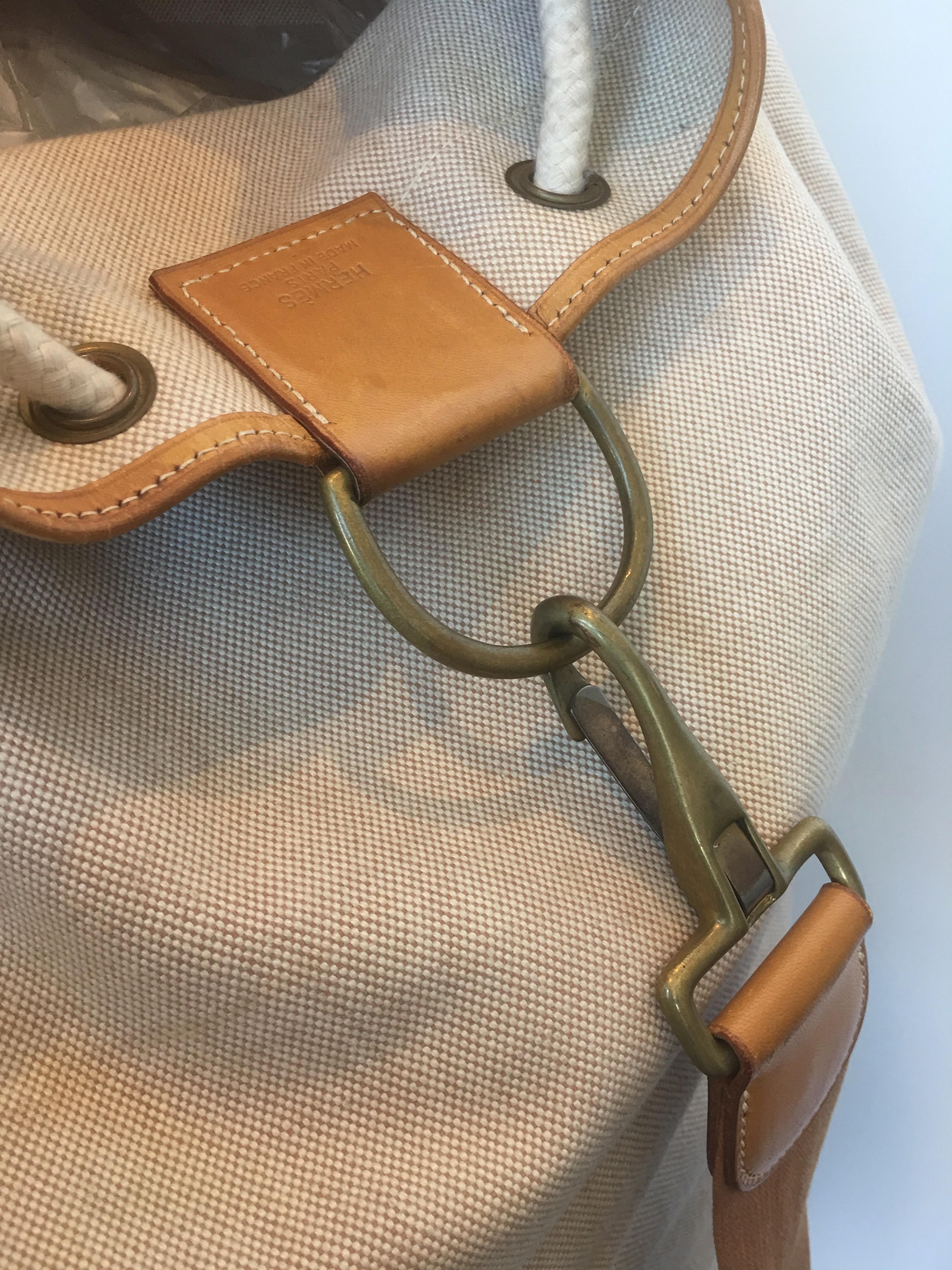 Hermés Rare Canvas and Leather Duffle Seabag Extra Large For Sale 3