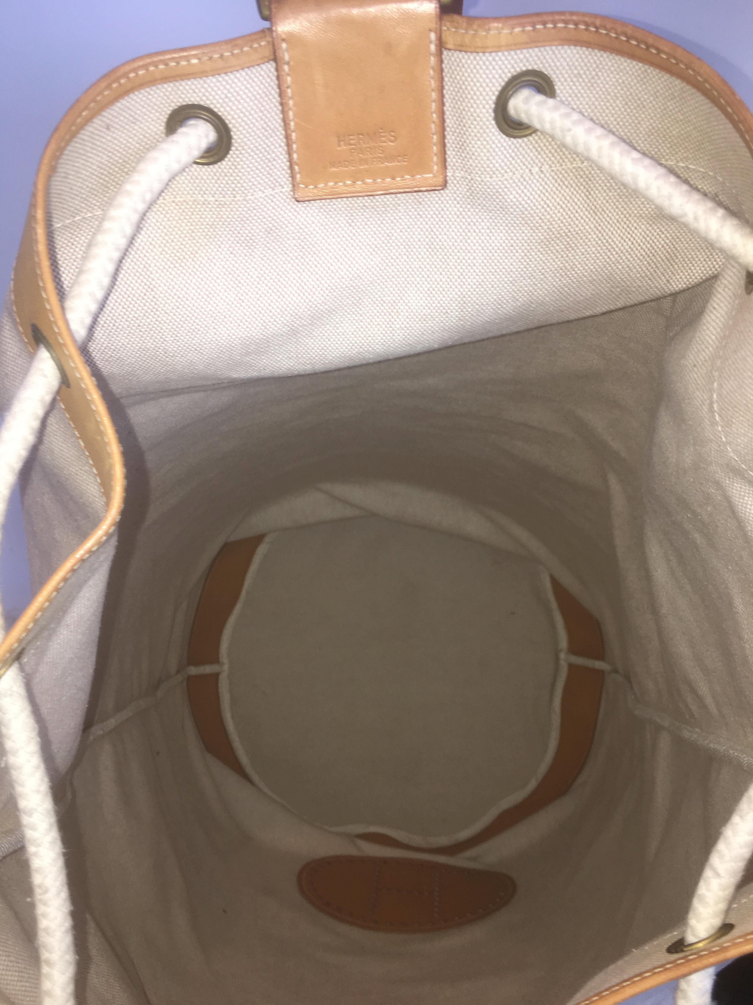 Hermés Rare Canvas and Leather Duffle Seabag Extra Large For Sale 10