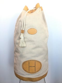 Hermés Rare Canvas and Leather Duffle Seabag Extra Large