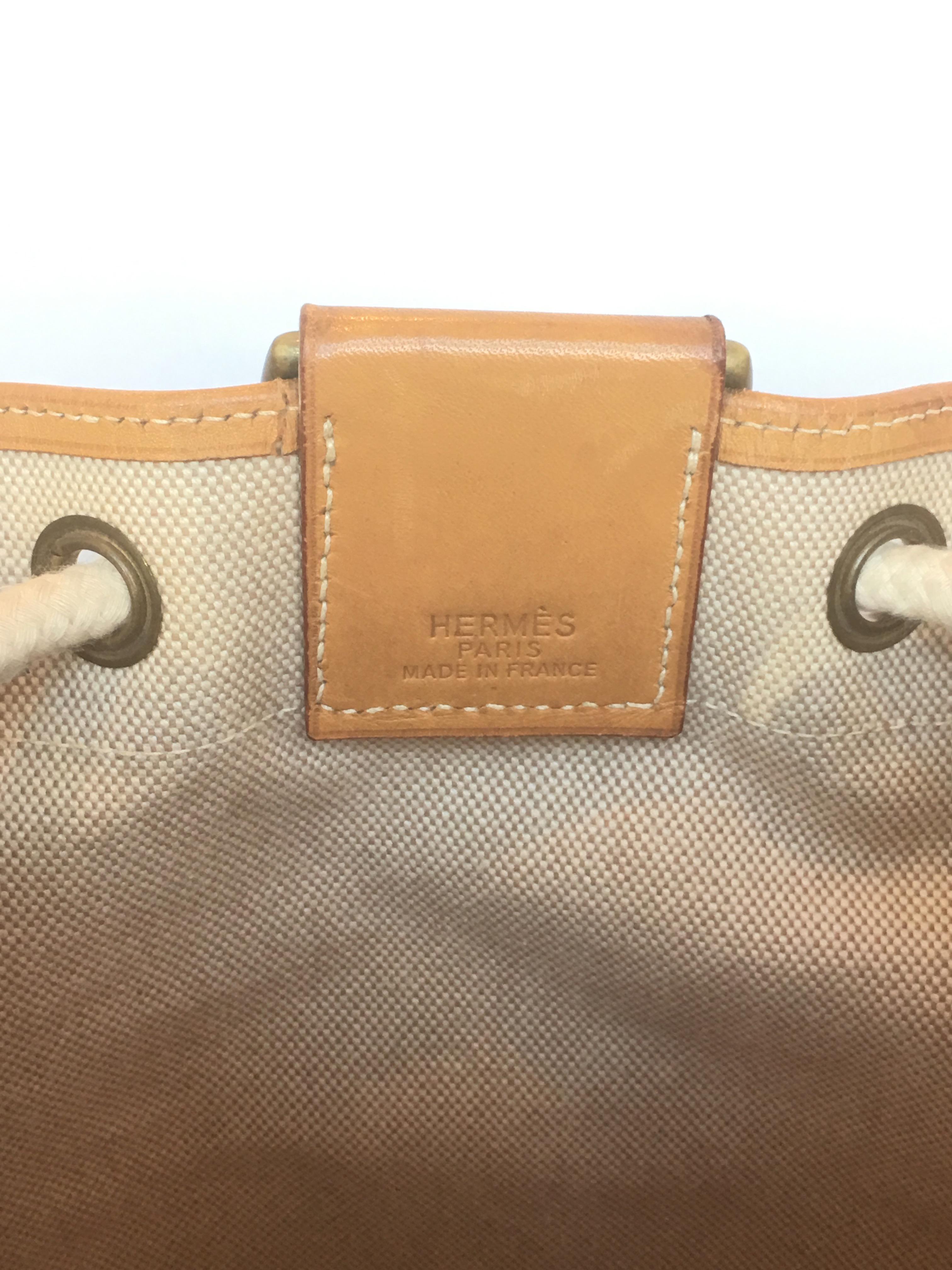 Beige Hermés Rare Canvas and Leather Duffle Seabag Extra Large For Sale