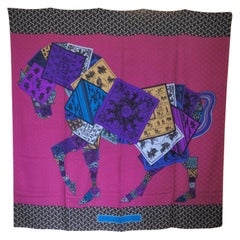 HERMÈS - Rare Cashmere Shawl 140 "A Cheval sur mon Carré" By Bali Barret 2006