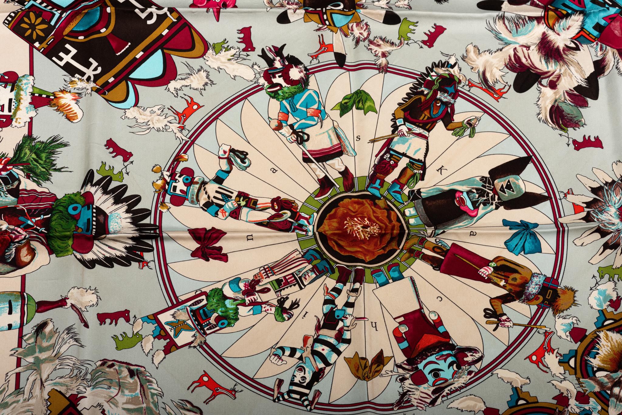 Hermès Rare Celeste Kachinas Seidenschal im Angebot 2