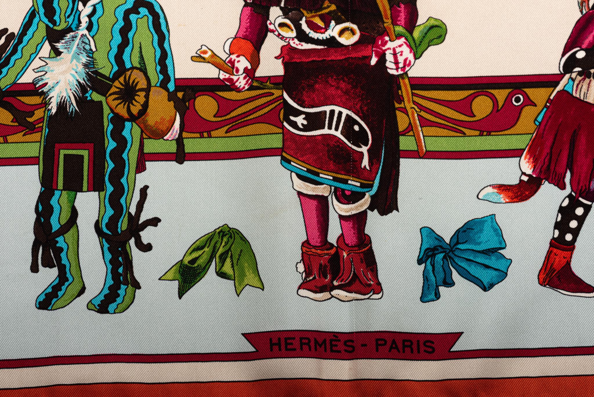 Hermès Rare Celeste Kachinas Seidenschal im Angebot 3