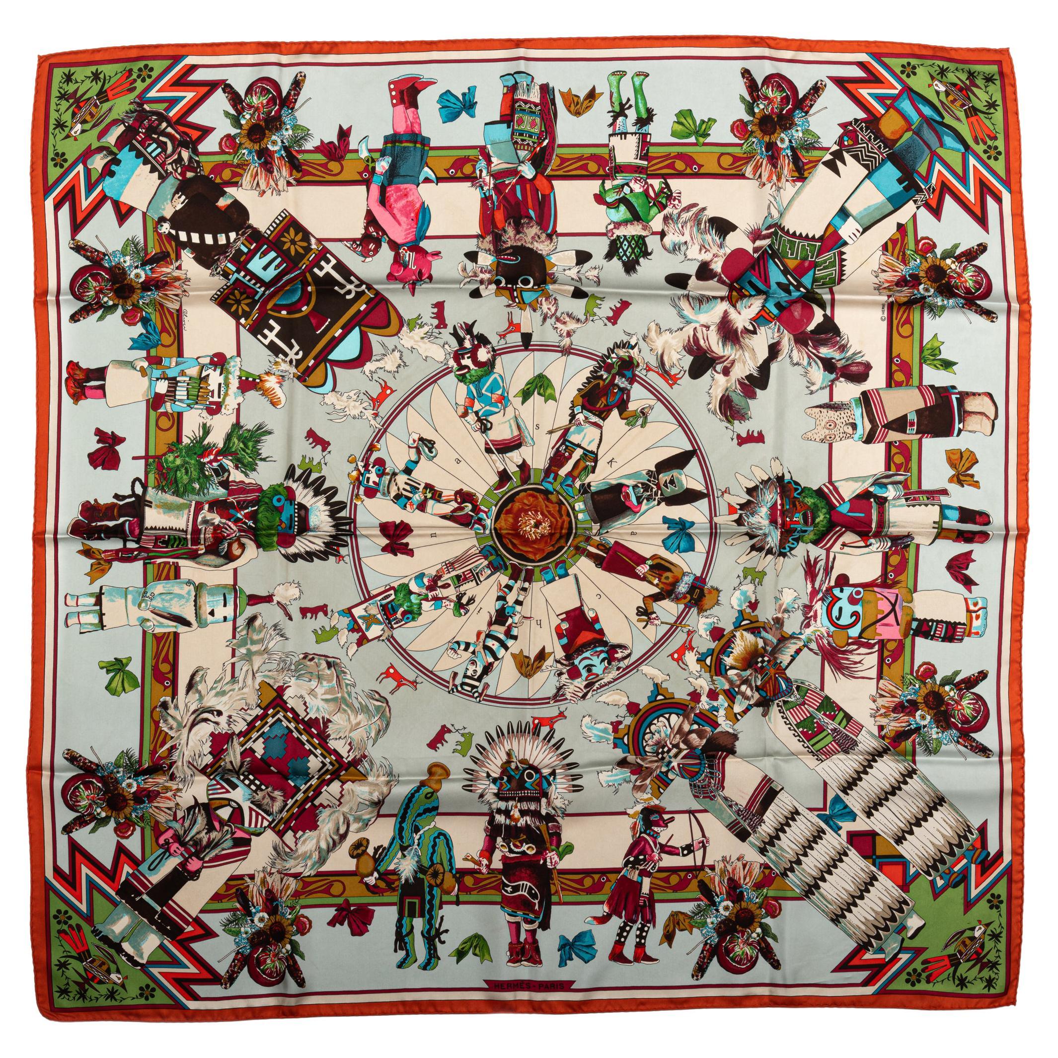 Hermès Rare Celeste Kachinas Seidenschal im Angebot