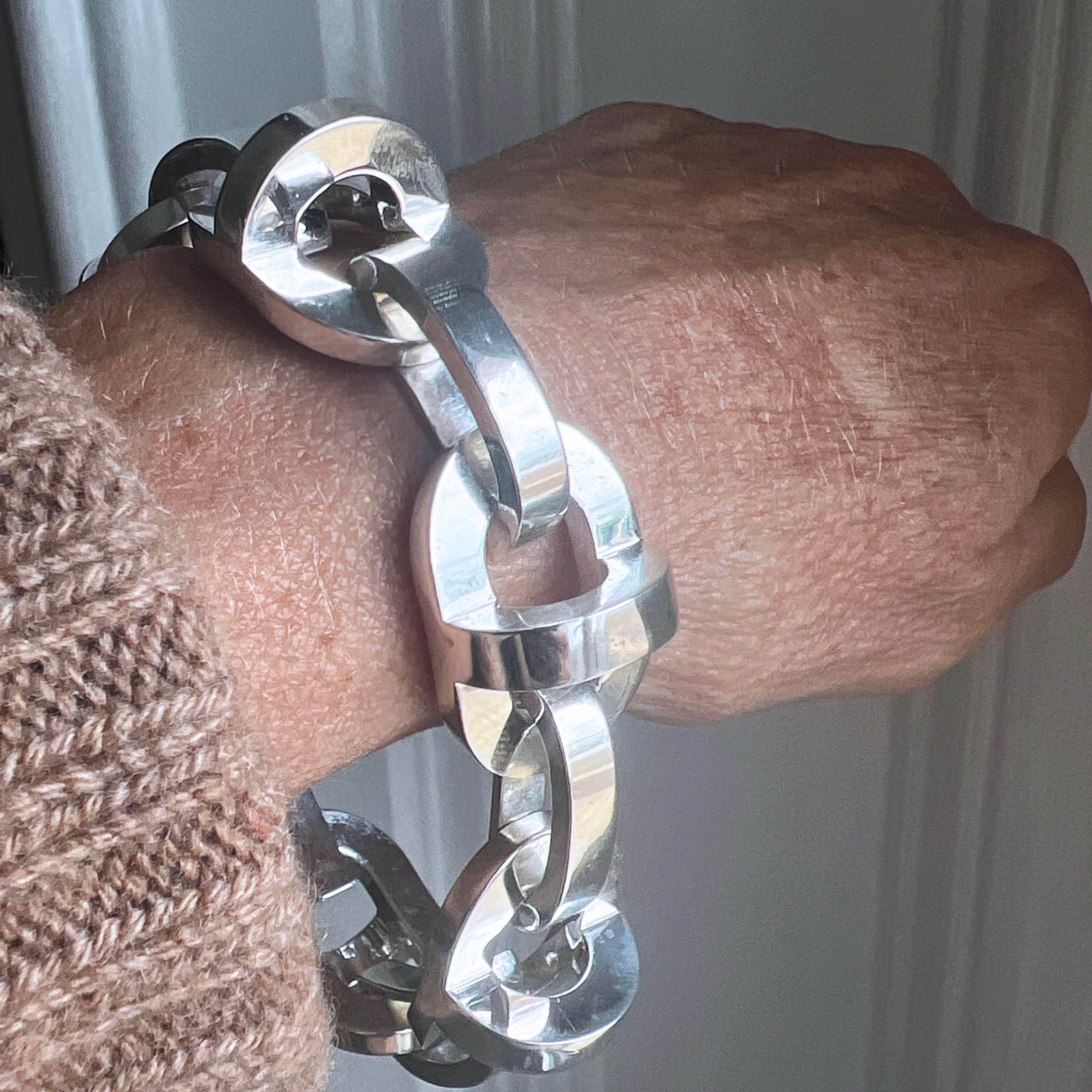 Hermès Rare Chunky Sterling Silver Bracelet, circa 1980 en vente 6