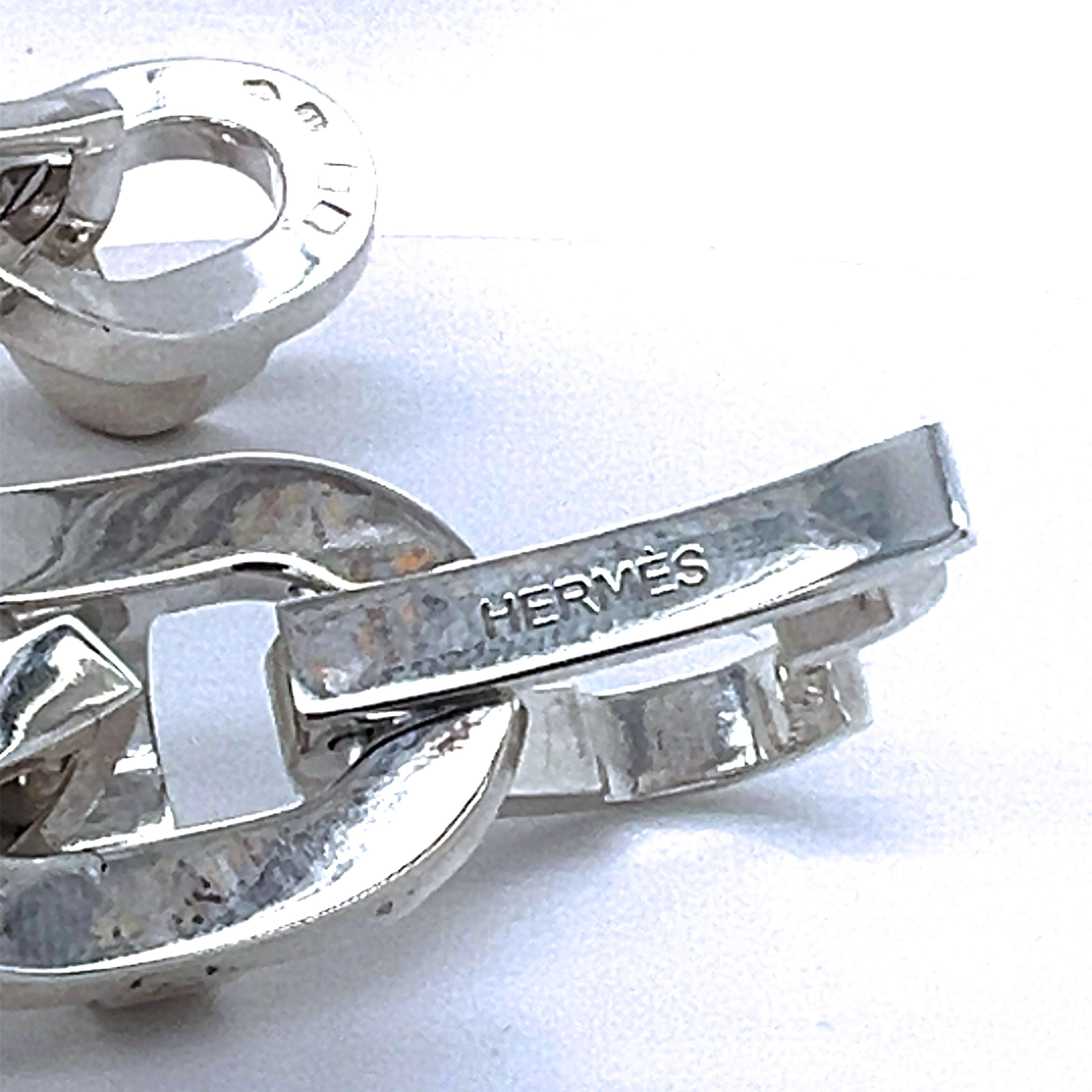 Hermès Rare Chunky Sterling Silver Armband, um 1980 (Moderne) im Angebot
