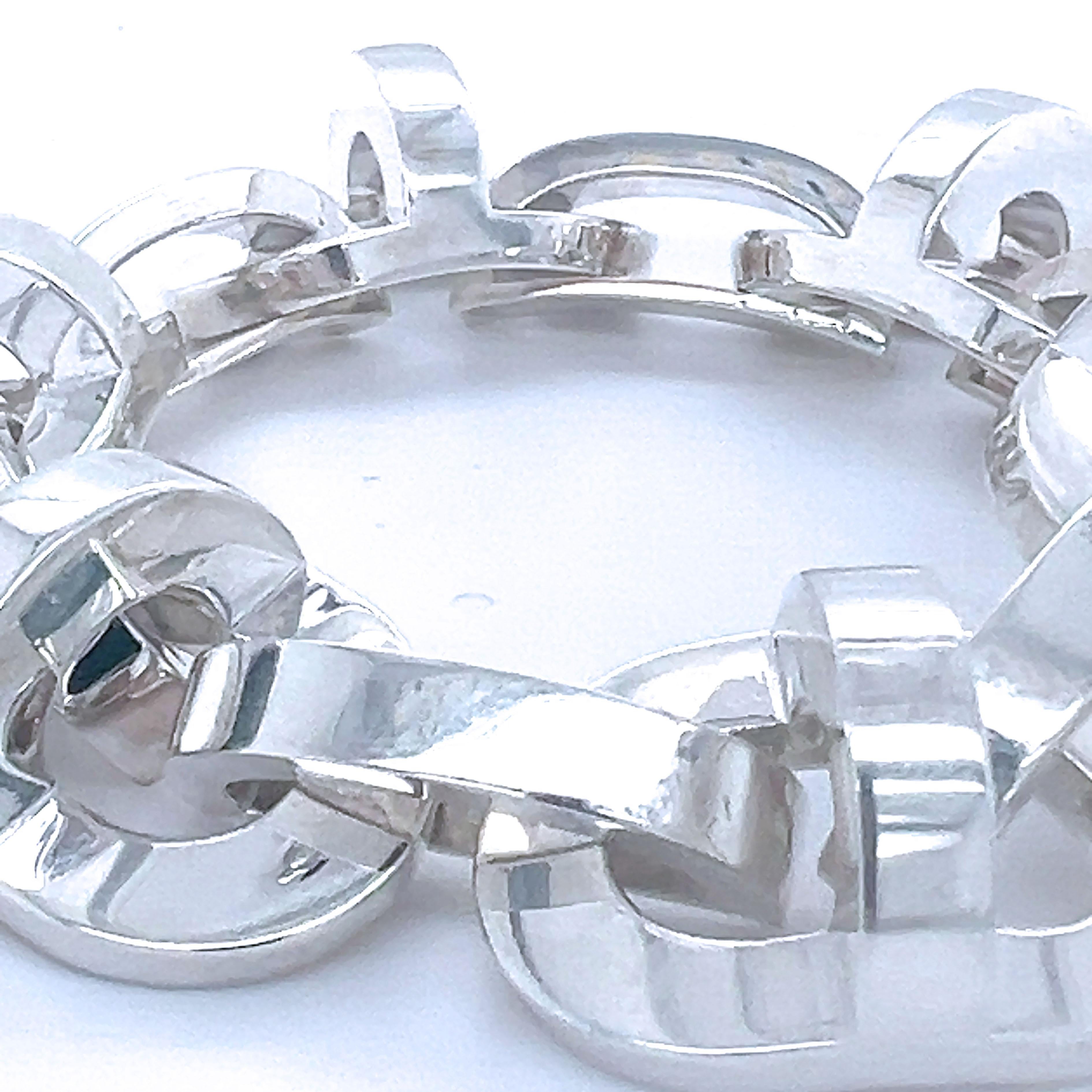 Hermès Rare Chunky Sterling Silver Bracelet, circa 1980 In Excellent Condition For Sale In Valenza, IT