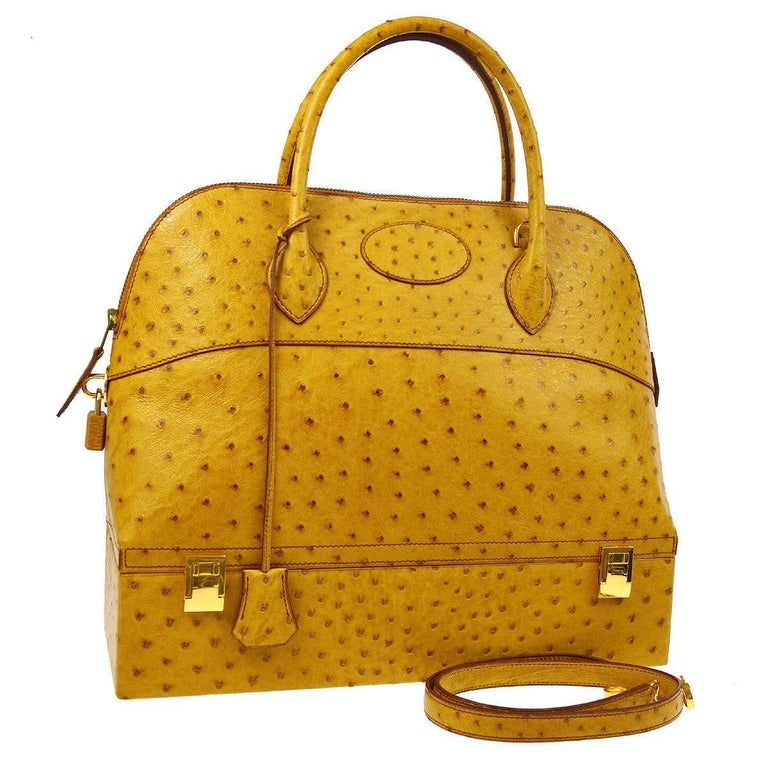 Hermes Exotic Leather Top Handle Satchel Travel Shoulder Tote Bag at