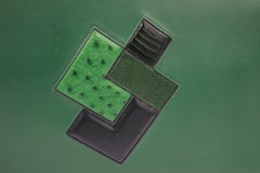 Hermes Rare Green Courchevel and Leather Patchwork Shoulder Bag