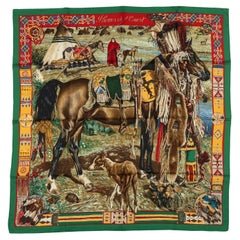 Hermes Rare Green Les Cheyennes Scarf