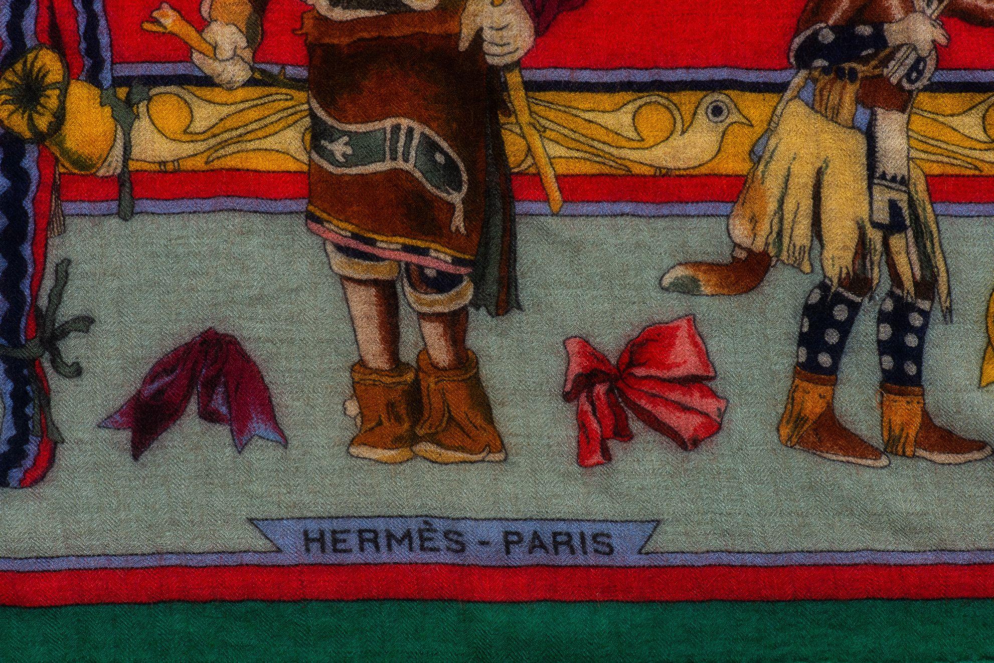 Brown Hermes Rare Kachinas Cashmere Shawl