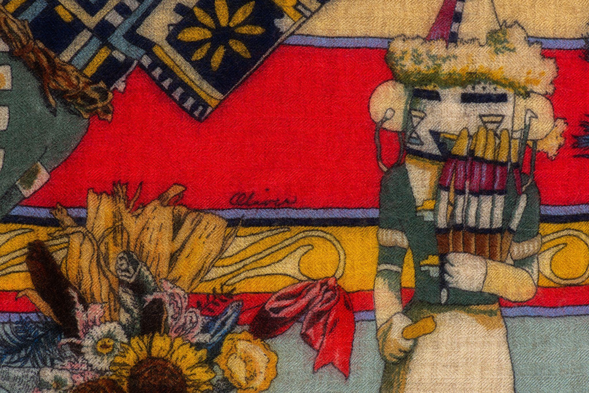 Women's or Men's Hermes Rare Kachinas Cashmere Shawl