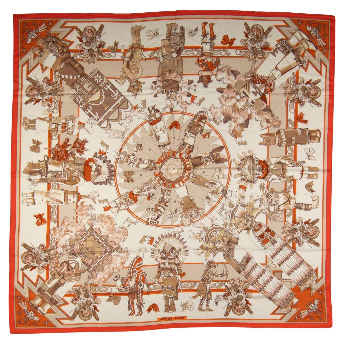 Hermès „Rare Kachinas“ Kaschmir-Schal im Angebot