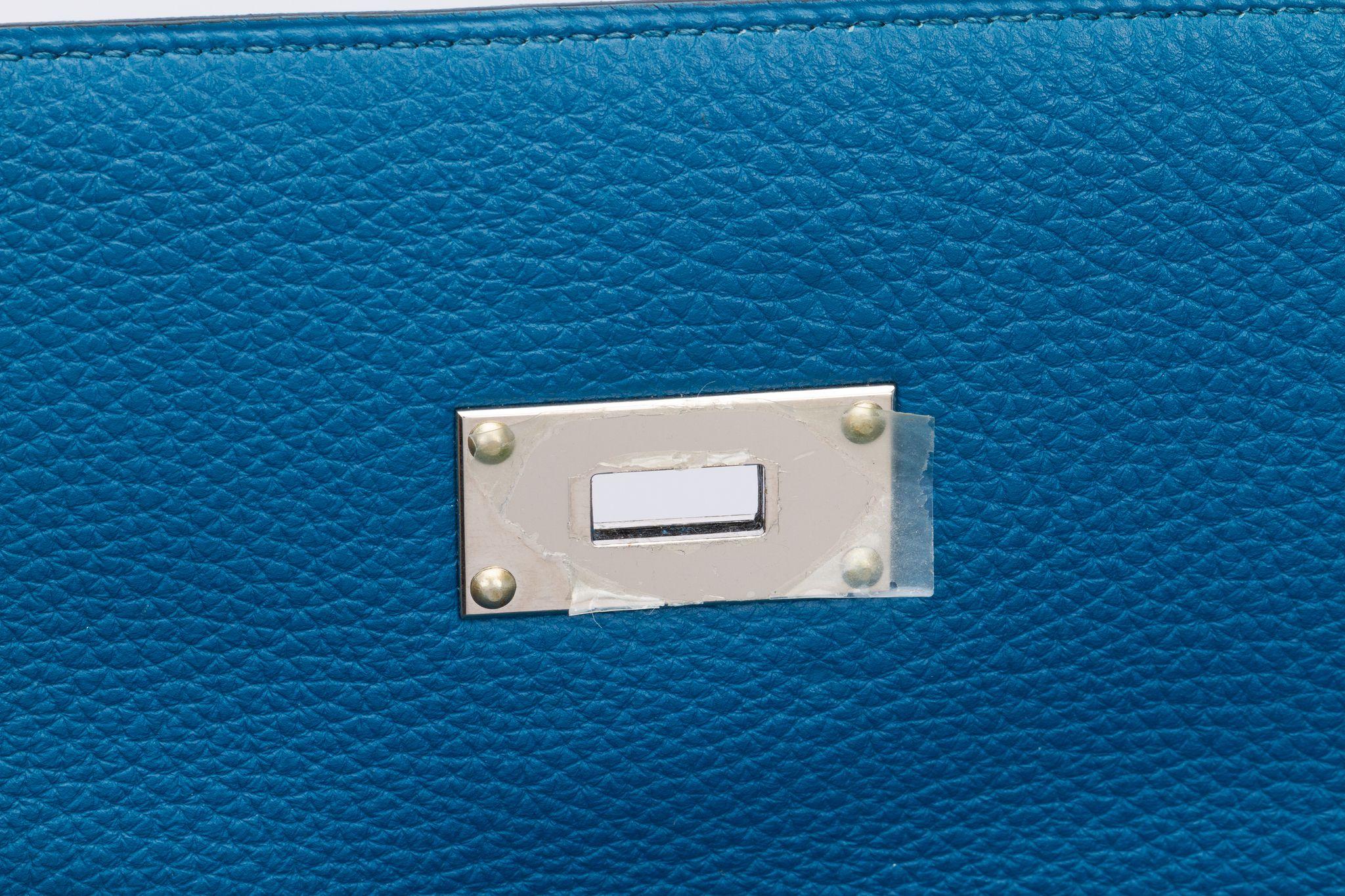 Hermès Rare Kelly 50 Unisex Blue Izmir In Excellent Condition In West Hollywood, CA