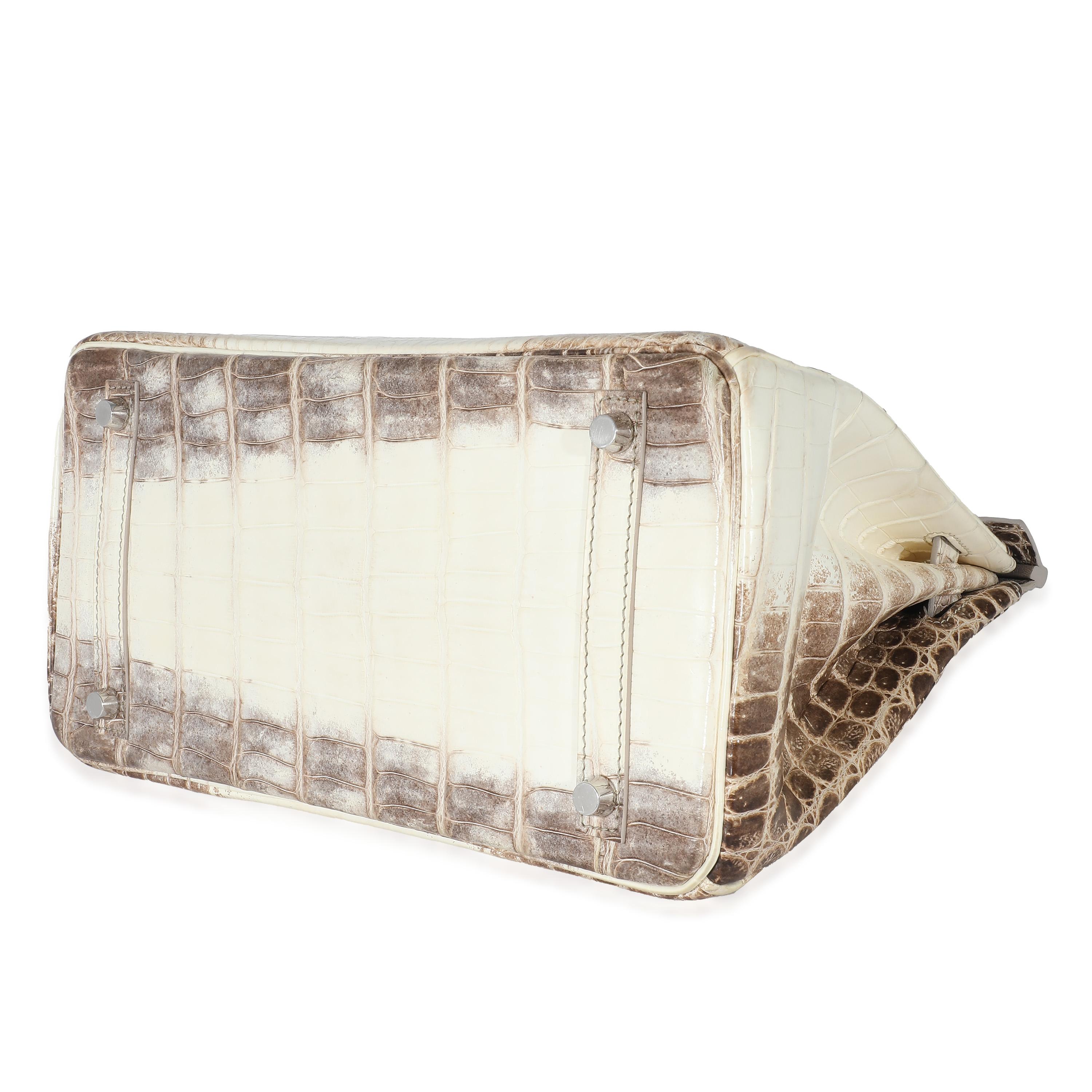 Hermès Rare Blanc Mat Himalaya Niloticus Crocodile Birkin 30 PHW en vente 4