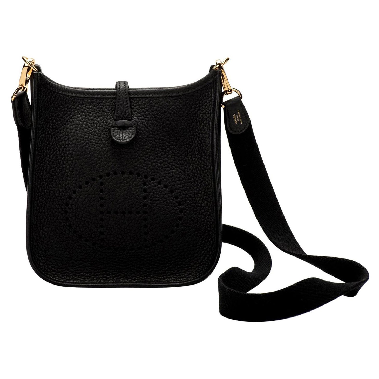 Hermes Rare Mini Evelyne Black Gold Hardware