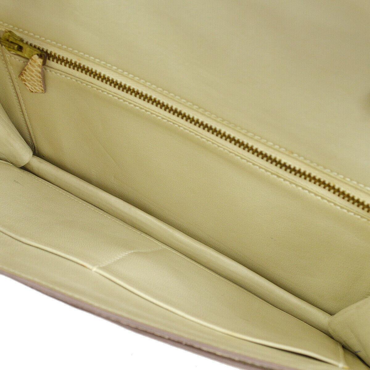 Hermes Rare Nude Ivory Lizard Tassel Envelope Clutch Evening Clutch Shoulder Bag 1